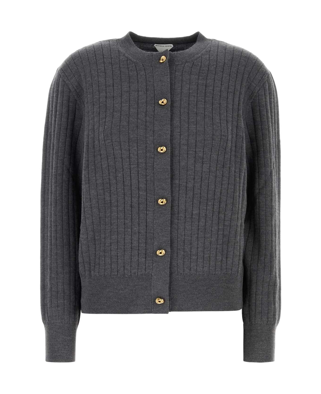 Bottega Veneta Dark Grey Wool Cardigan - ANTHRACITE