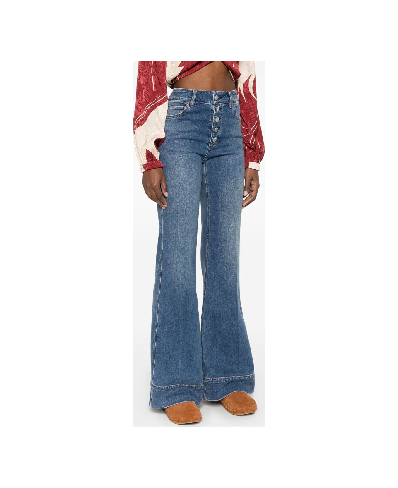 Alice + Olivia Missa Denim Cotton Jeans - Blue