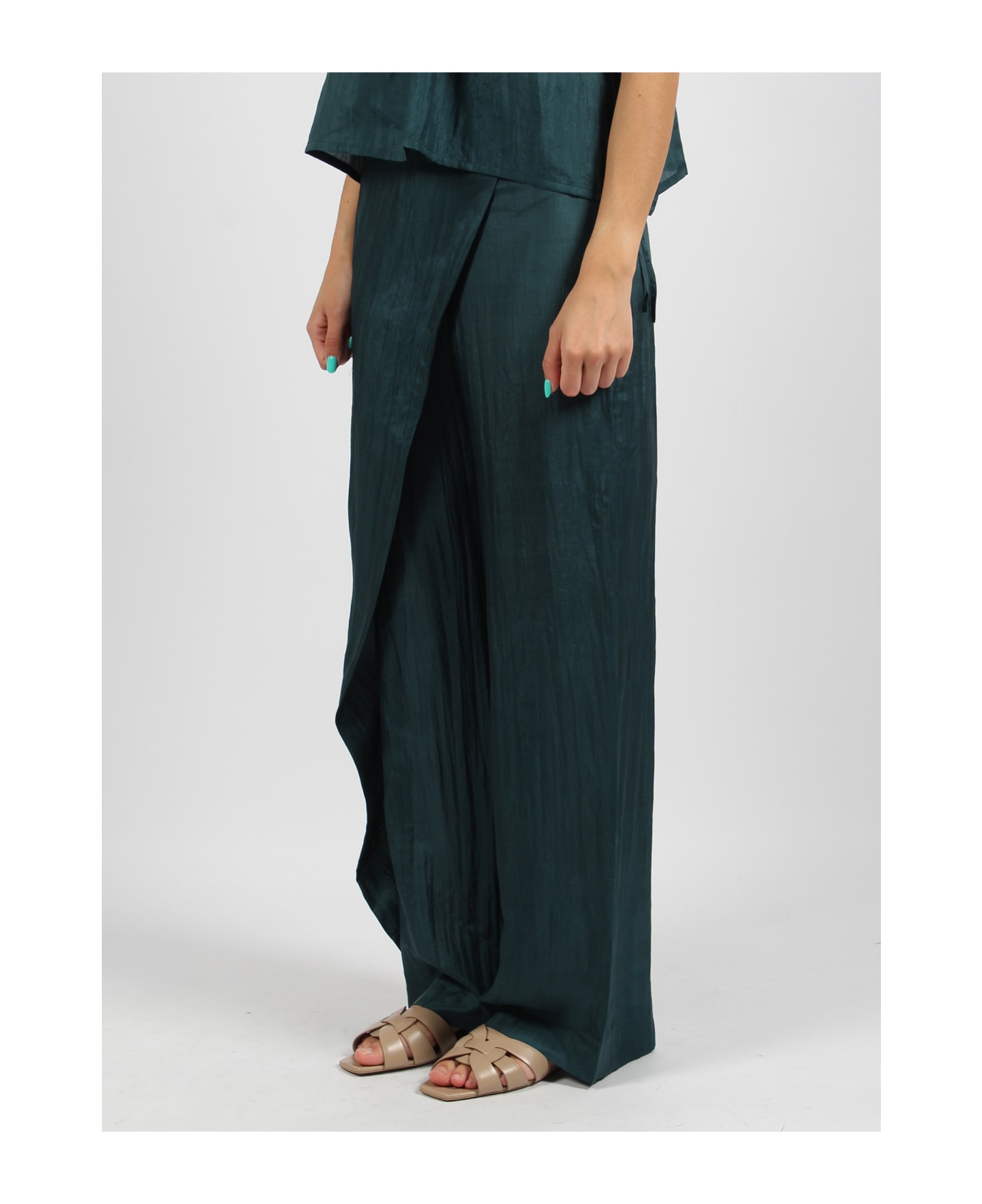 The Rose Ibiza Wrap Silk Trousers - Blue ボトムス