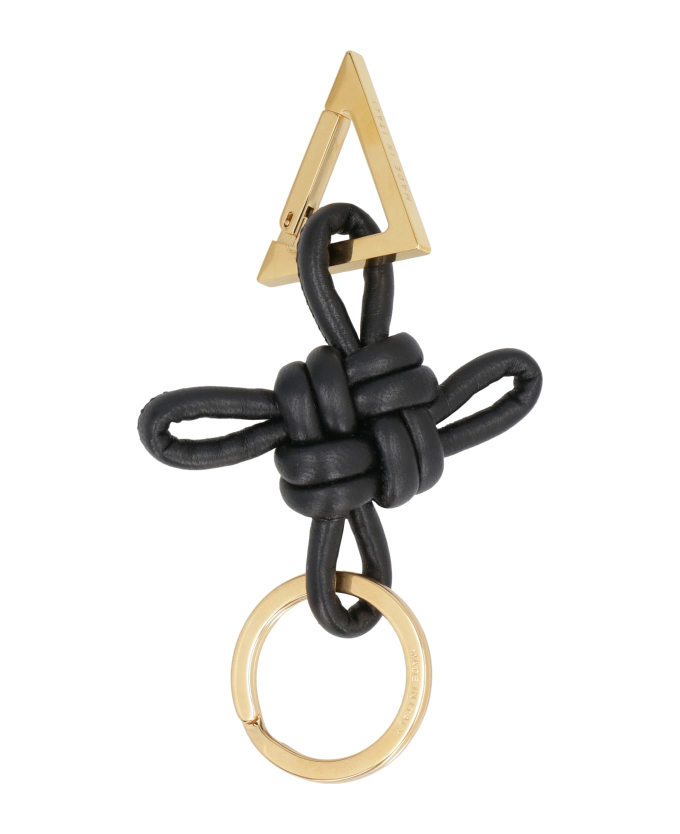 Bottega Veneta Triangle Leather Keyring - black
