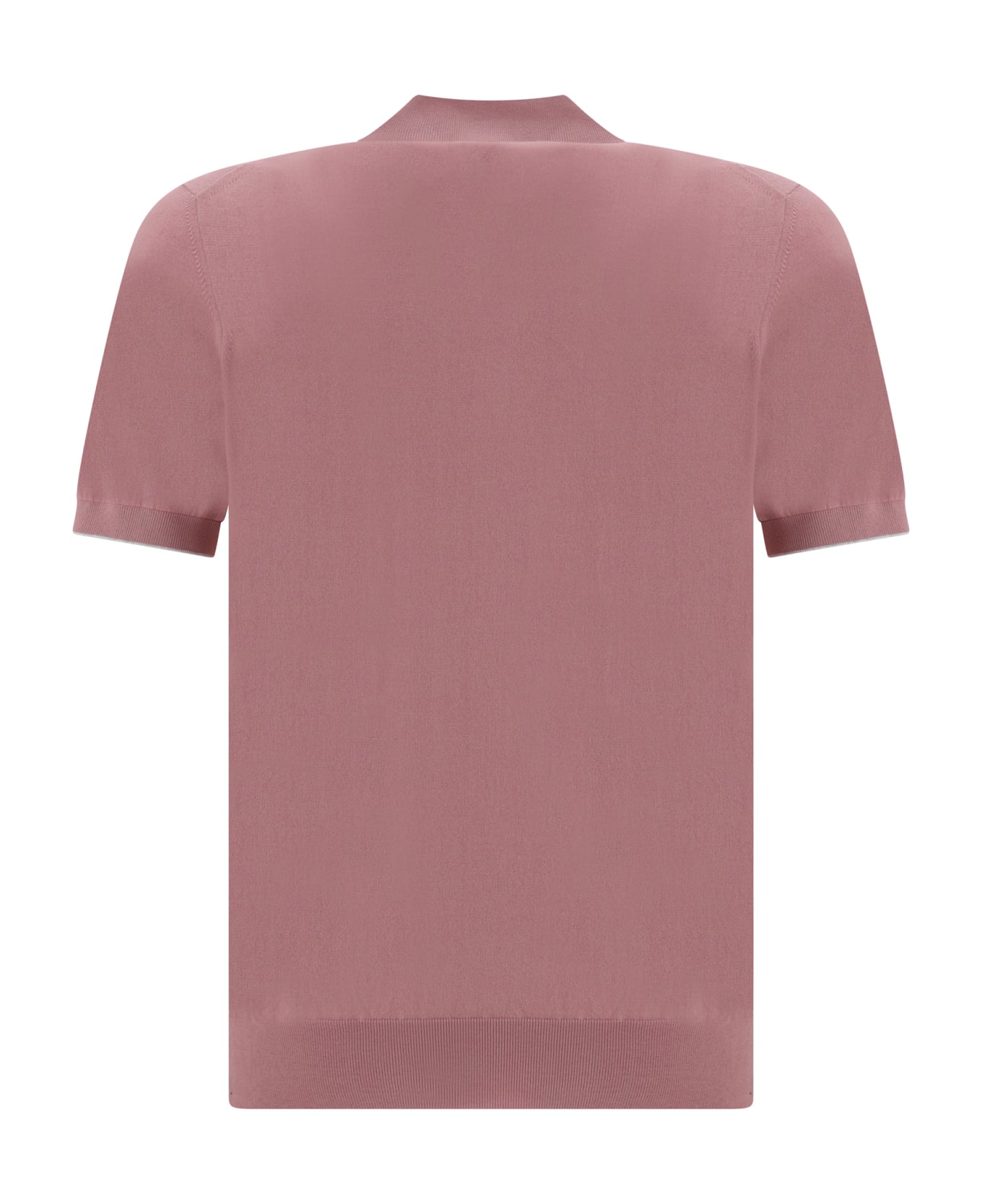 Brunello Cucinelli Rib Trim Regular Plain Polo Shirt - Rosa+nebbia