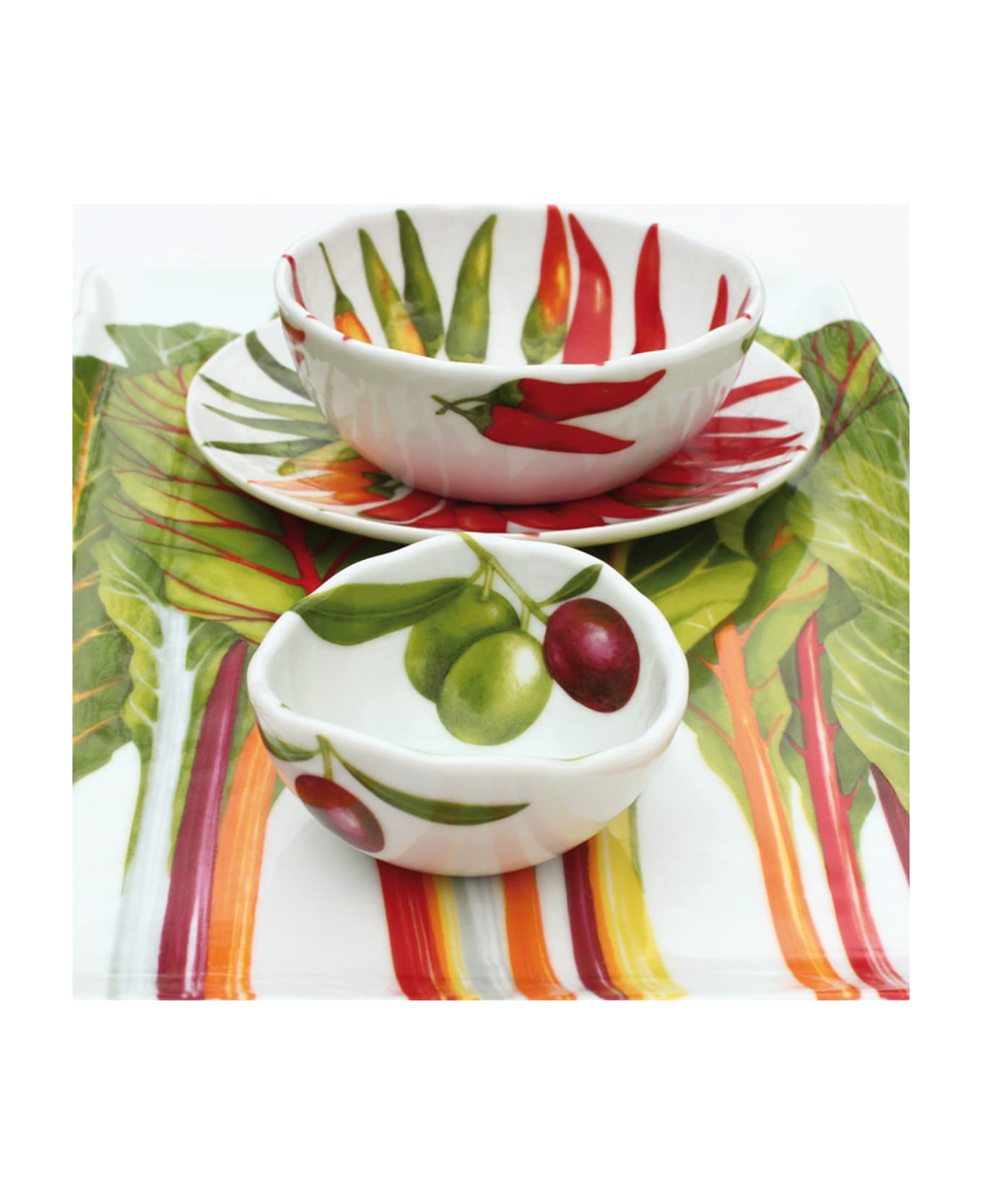 Taitù Set of 4 Small Bowls PEPERONCINI - Dieta Mediterranea Vegetables Collection - Red お皿＆ボウル