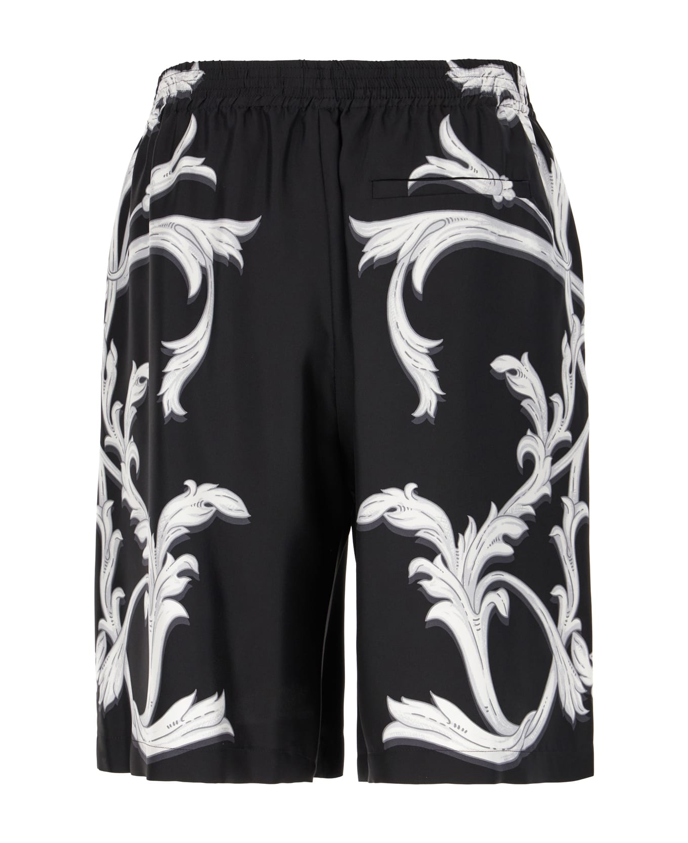 Versace Printed Silk Bermuda Shorts - BLACK WHITE