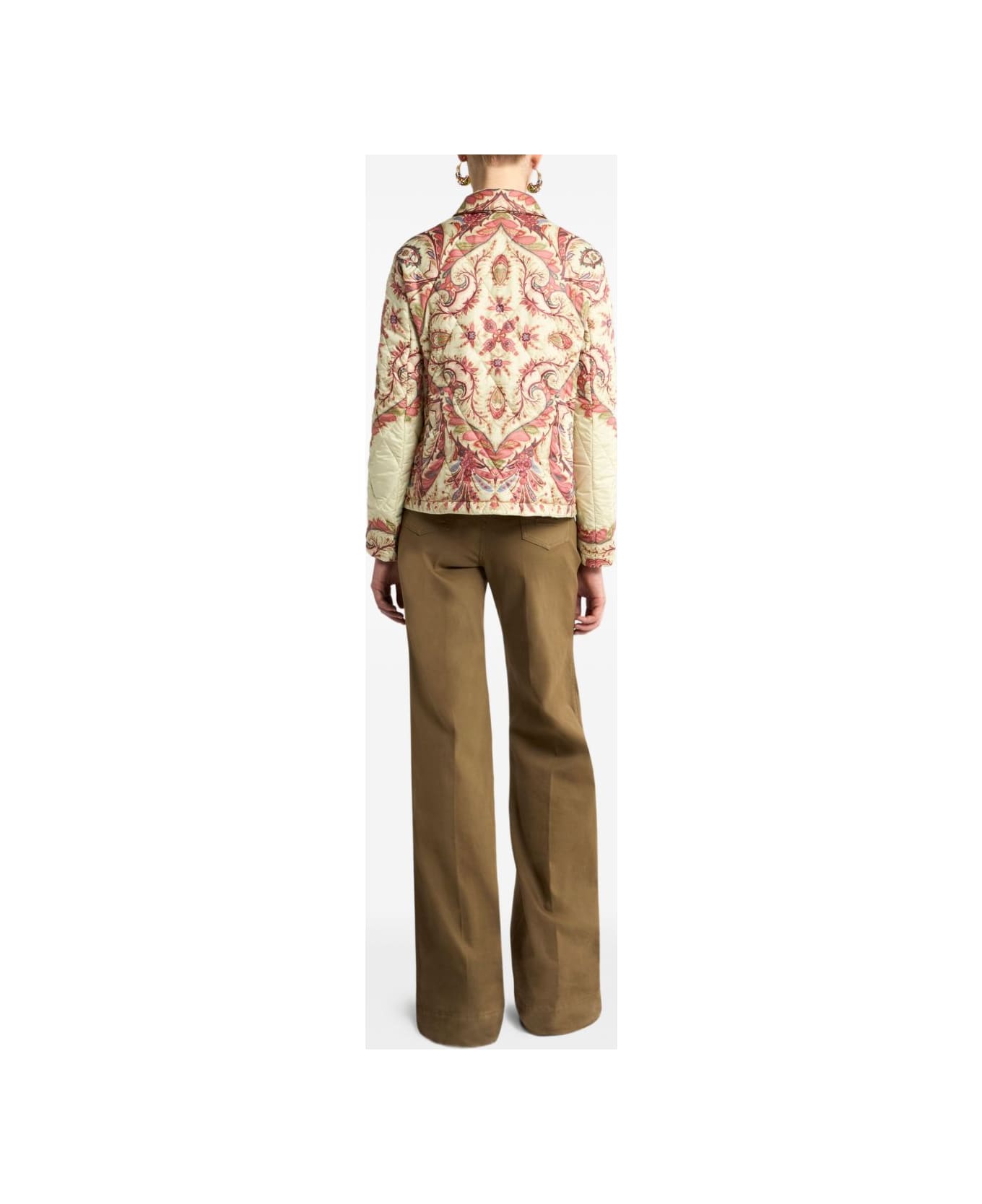 Etro Padded Jacket With Foliage Print. - Beige