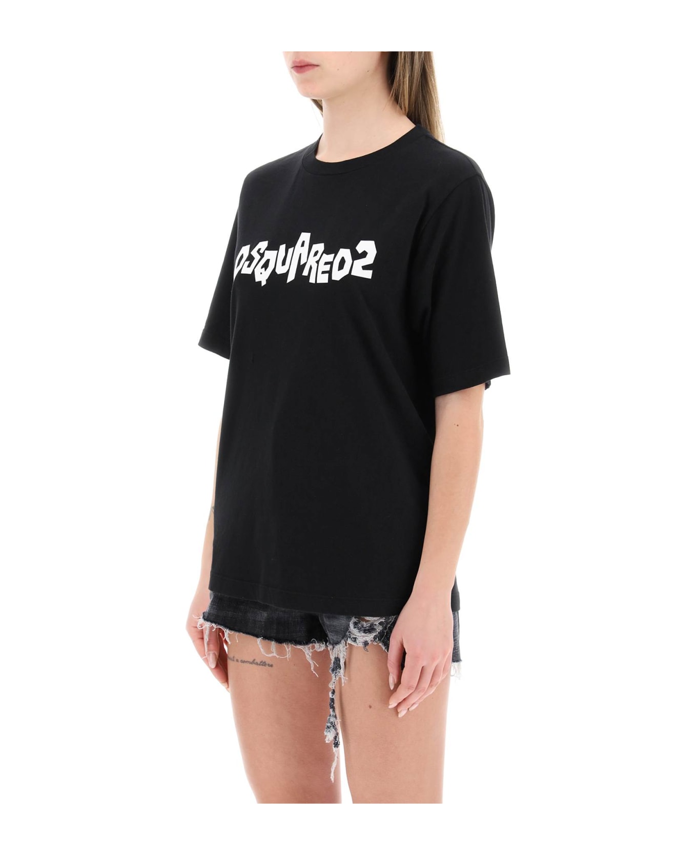 Dsquared2 Black T-shirt With Contrast Logo - Black