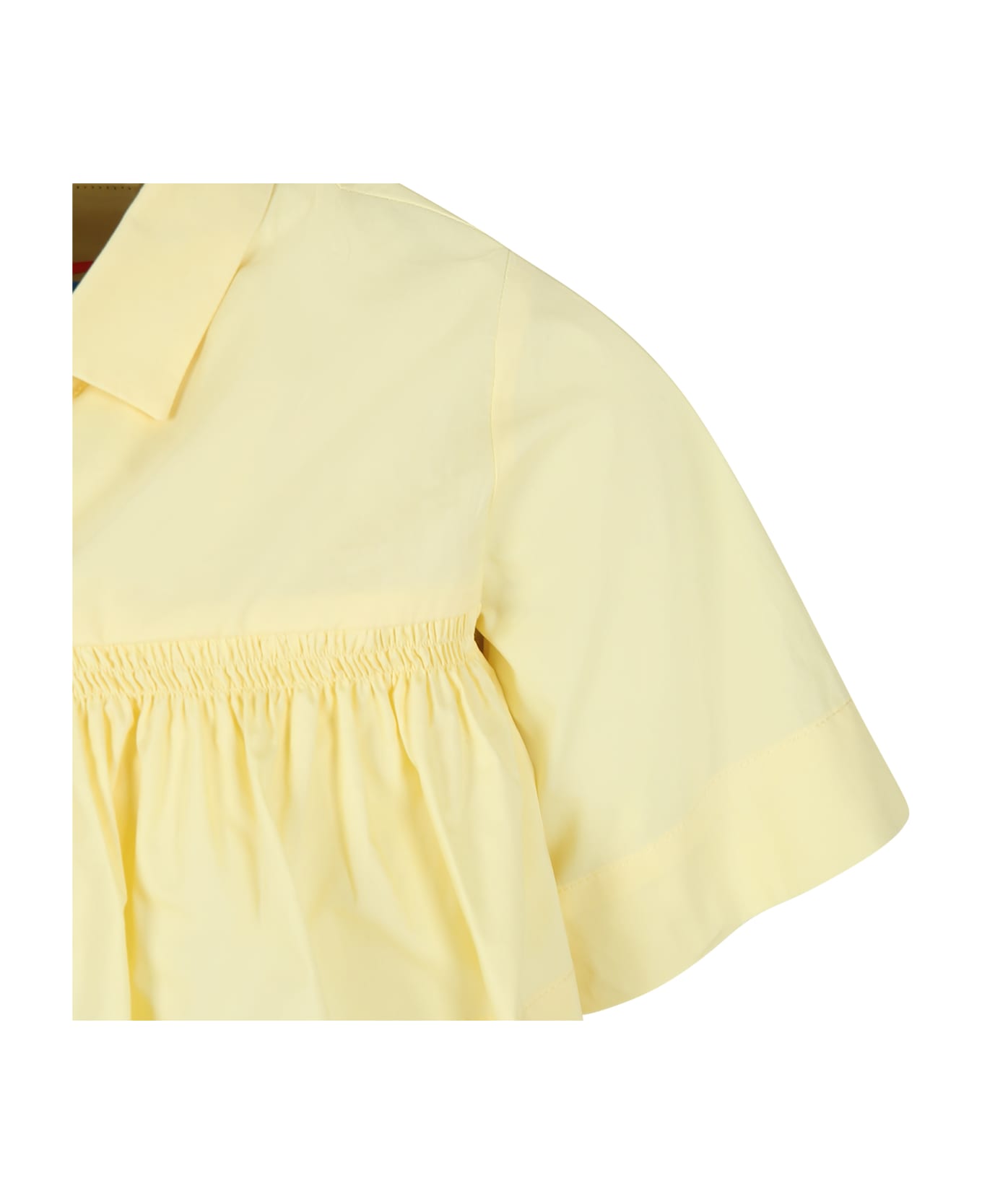 MSGM Yellow Crop Shirt For Girl With Logo - Yellow