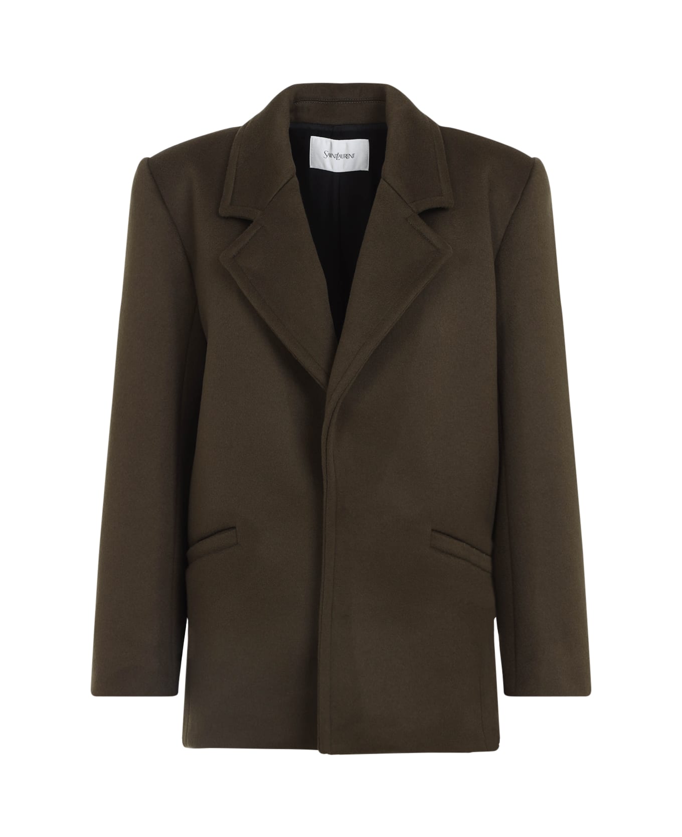 Saint Laurent Virgin Wool Coat - Kaki