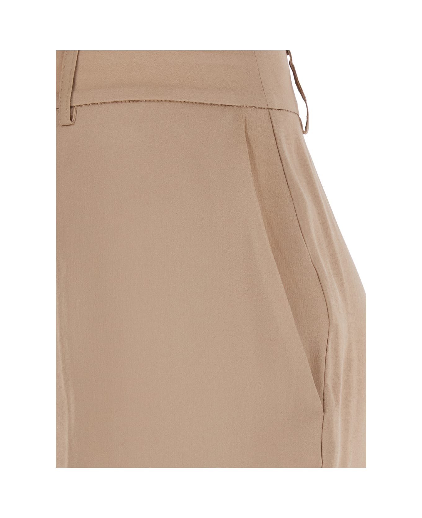 SEMICOUTURE Beige Satin Finish Trousers In Acetate And Silk Blend Woman - Beige