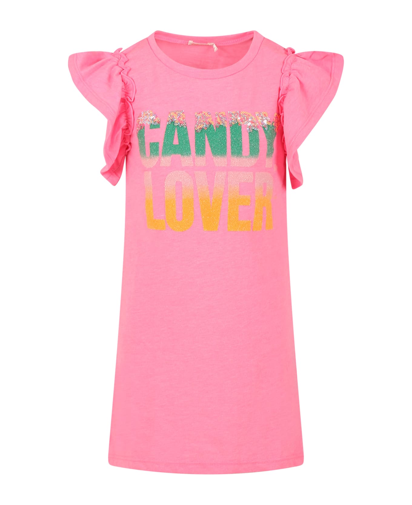 Billieblush Pink Dress For Girl With Candy Lover Writing - Pink ワンピース＆ドレス