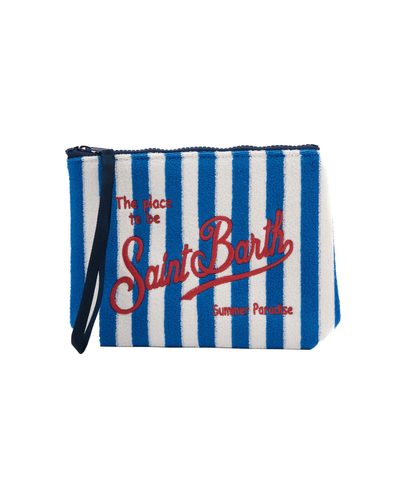 MC2 Saint Barth Aline Sponge Clutch Bag In Sponge - Blu/bianco