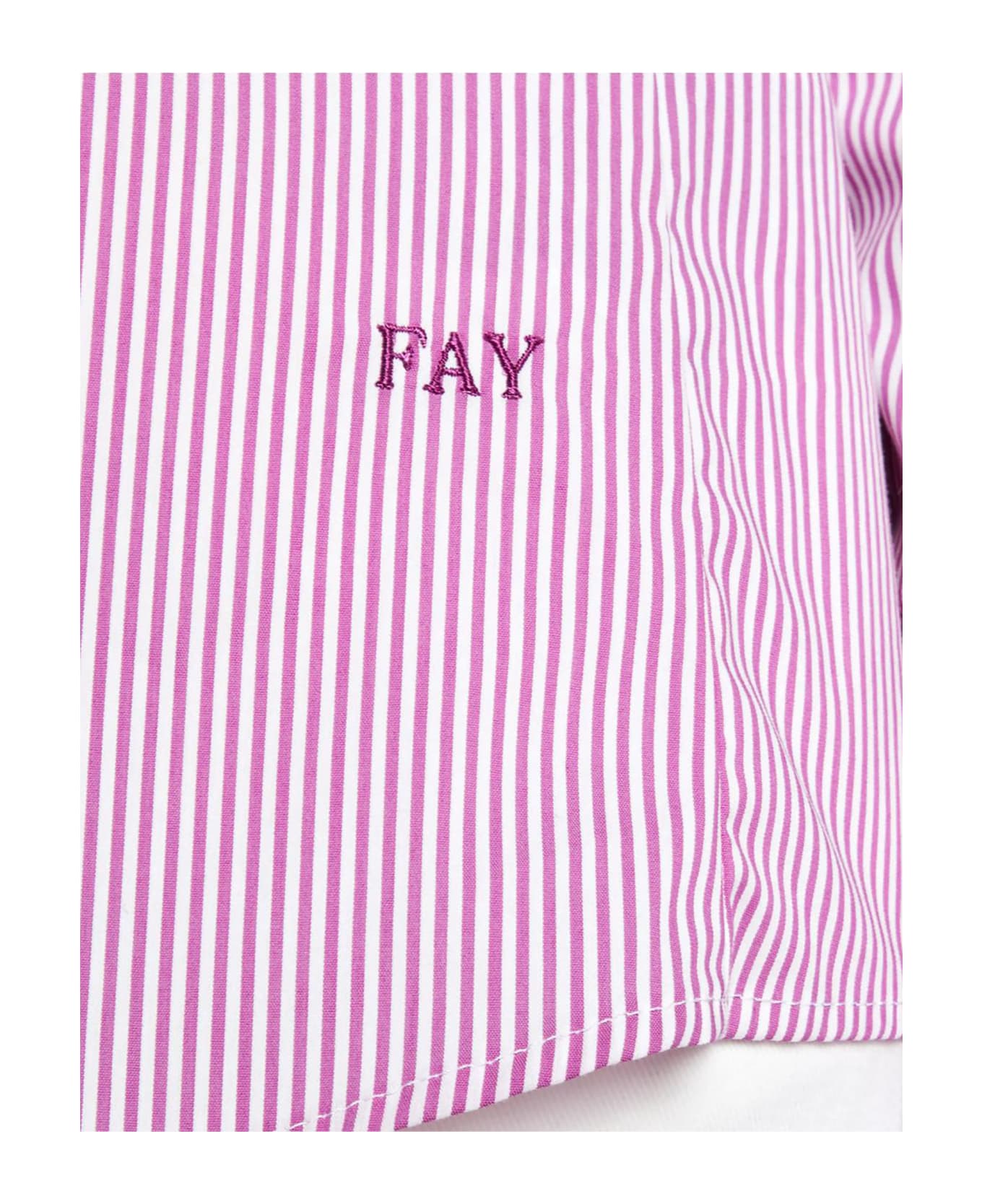 Fay White And Pink Stretch Cotton Shirt - Pink シャツ