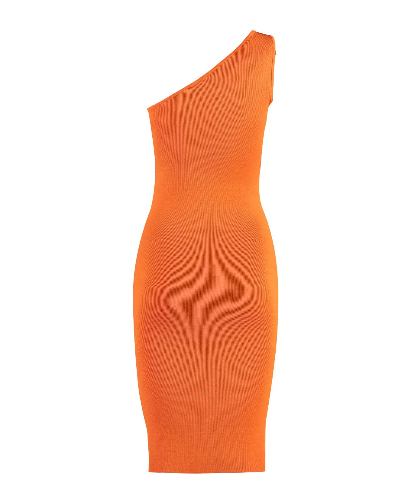 Yves Salomon Knitted One Shoulder Dress - Orange