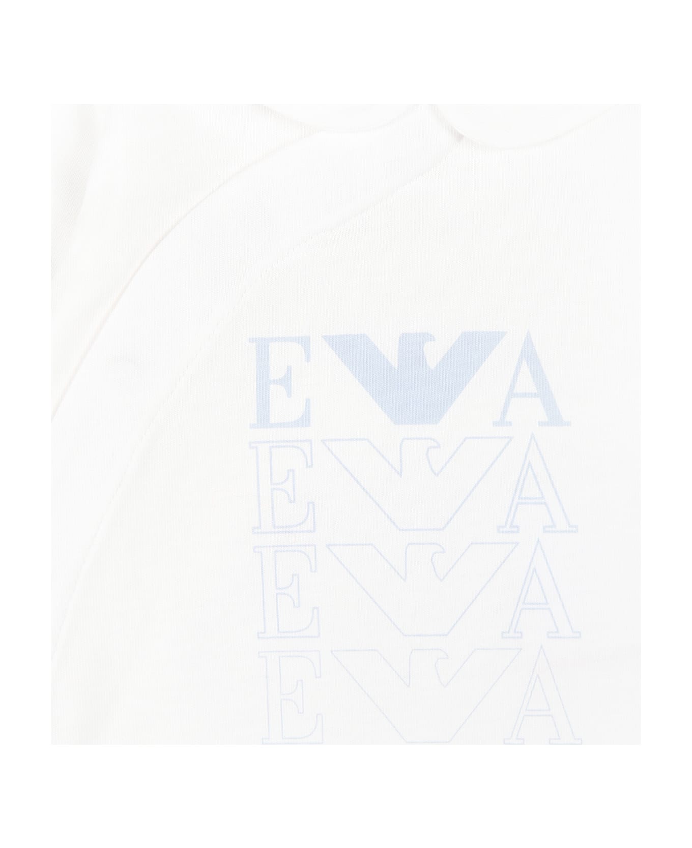 Emporio Armani White Babygrow For Baby Boy With Eagle - White