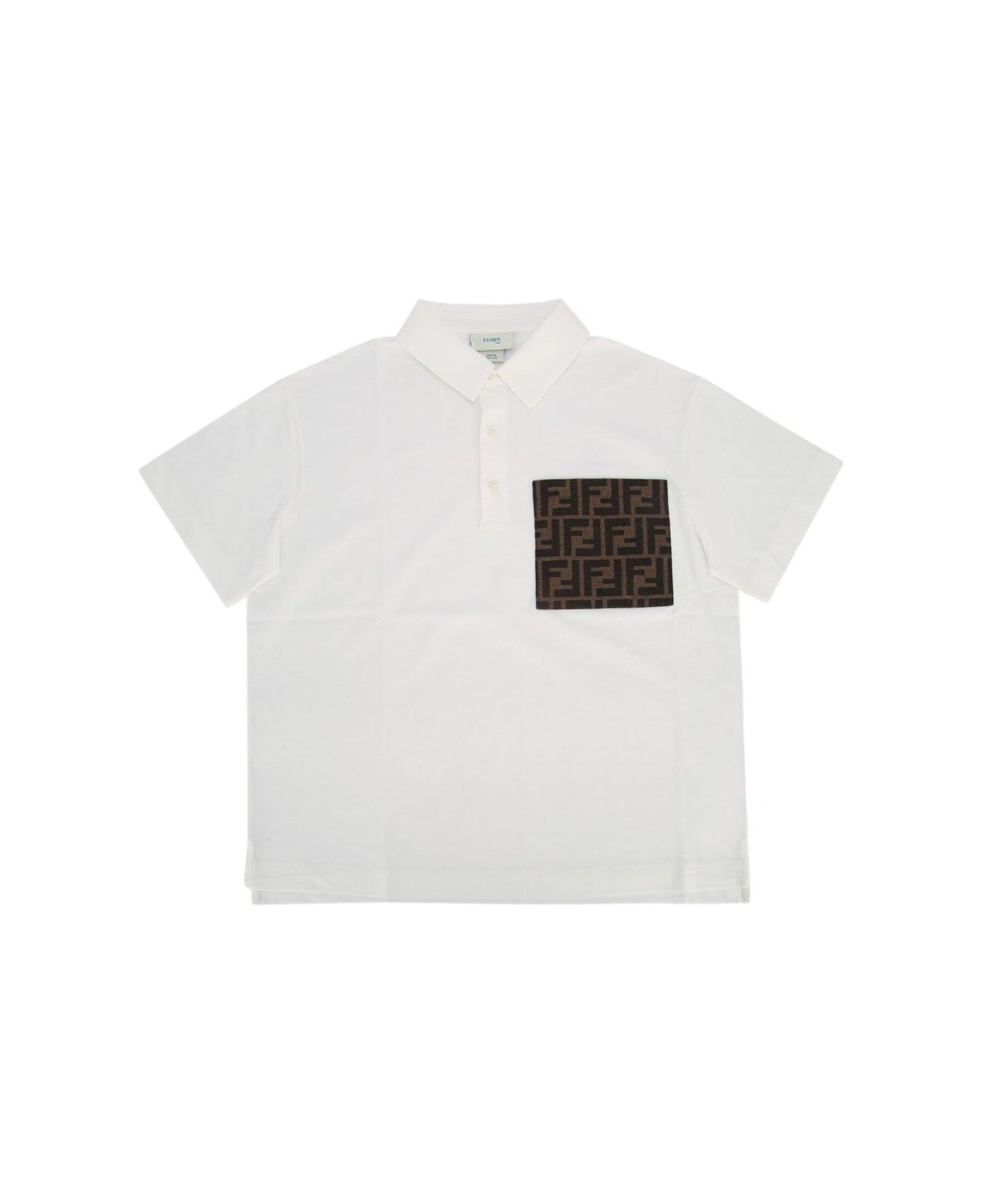 Fendi Ff Logo Jacquard Polo Shirt - White