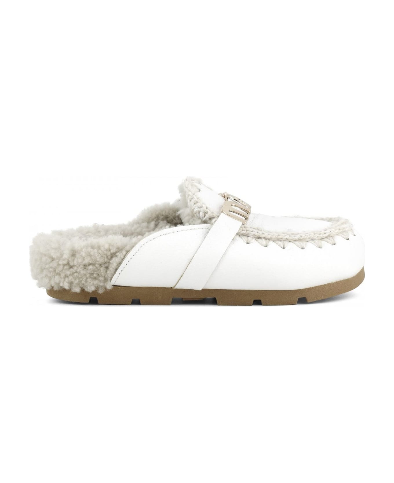 Mou Winter Bio Slide Big Letter Logo Sliders - white