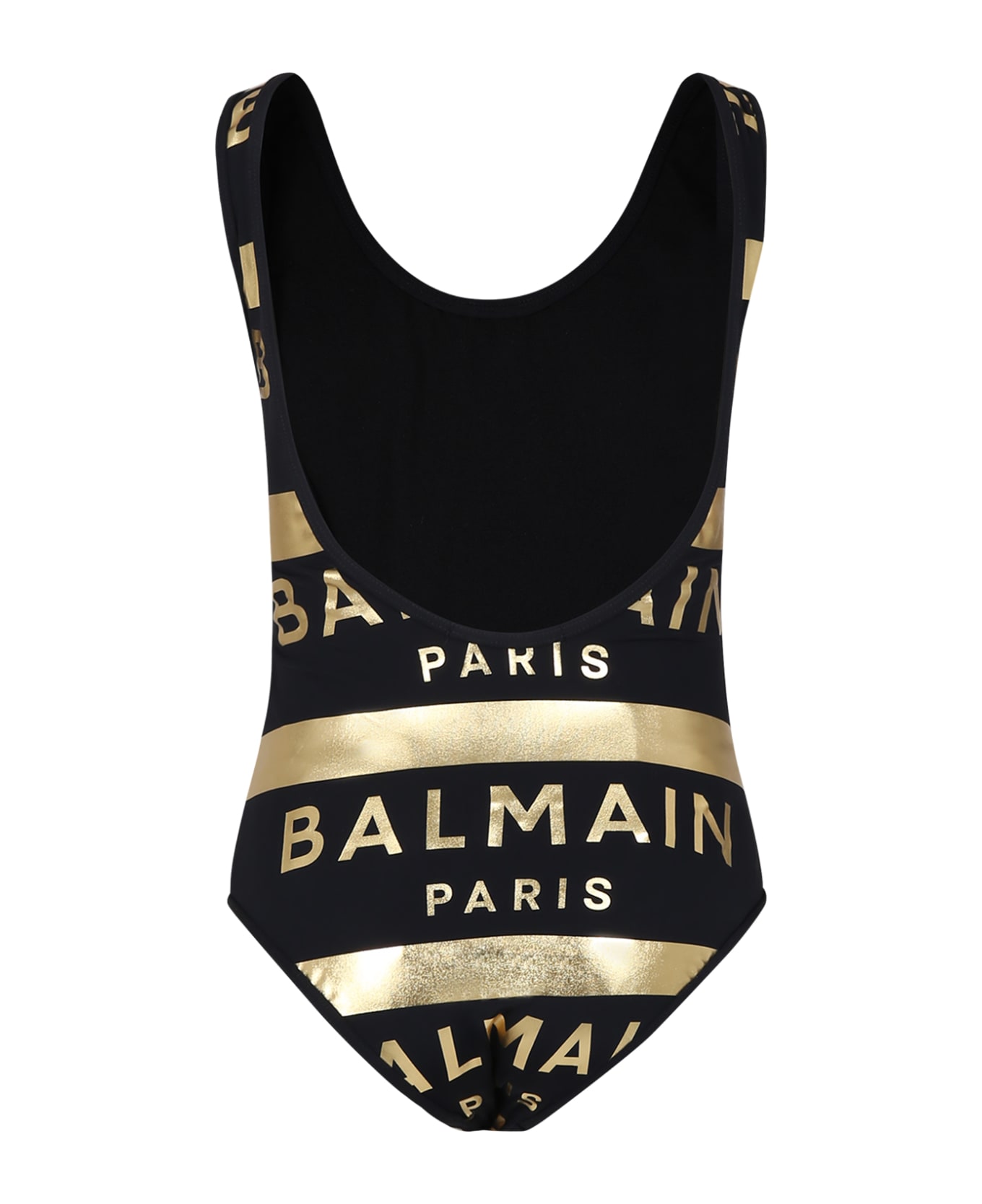 Balmain Black Swimsuit For Girl With Logo - Black 水着
