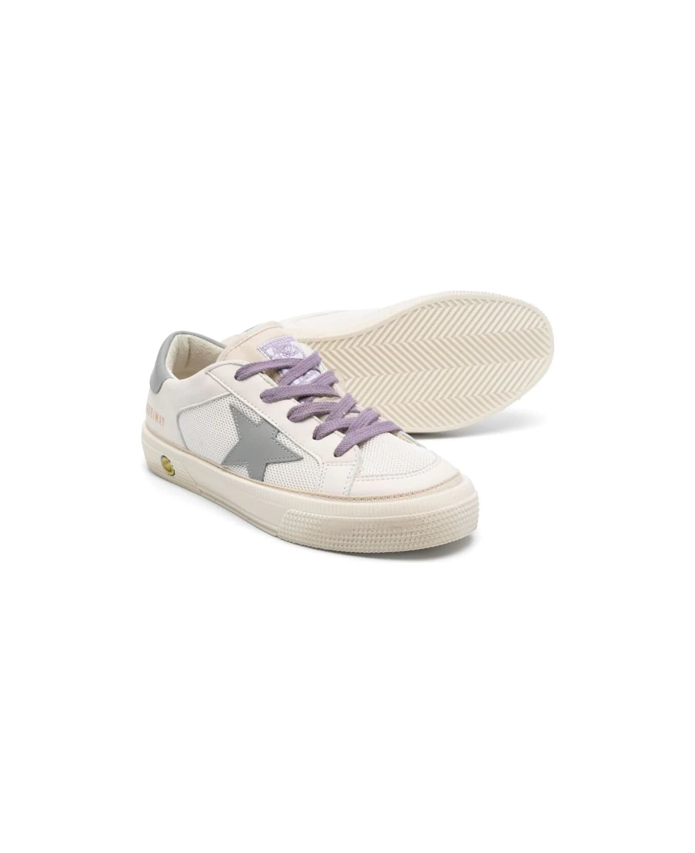 Golden Goose May Nappa And Net Upper Leather Star And Heel Nylo Tongue - White Grey
