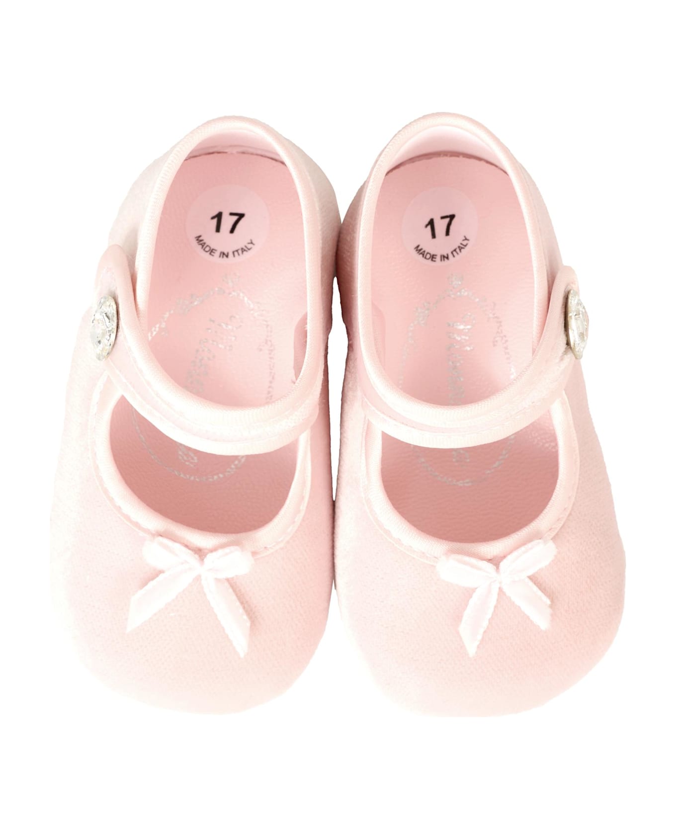 Monnalisa Pink Ballet Shoes For Baby Girl With Bow - Pink