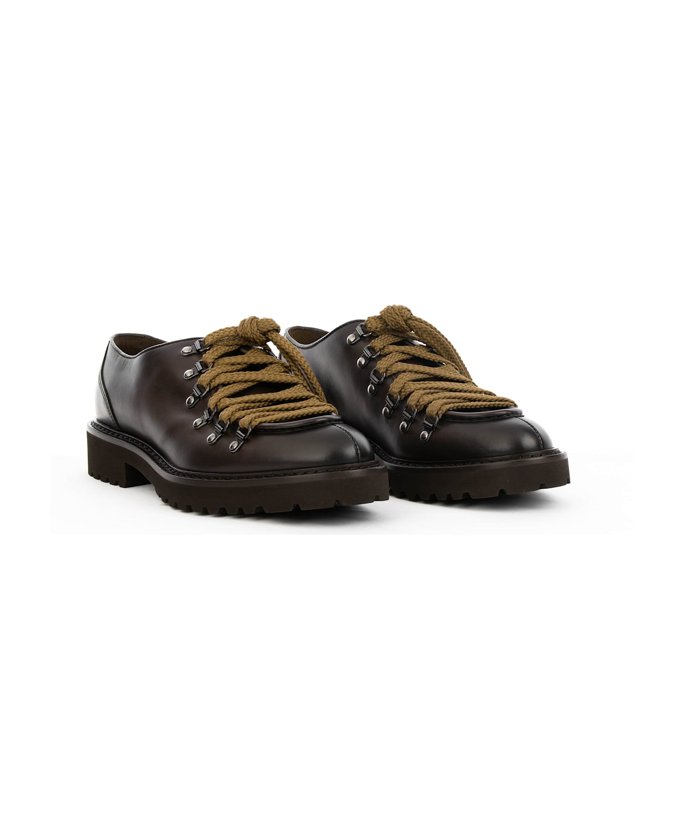 Doucal's Dark Brown Leather Pedula With Contrasting Laces - T.MORO