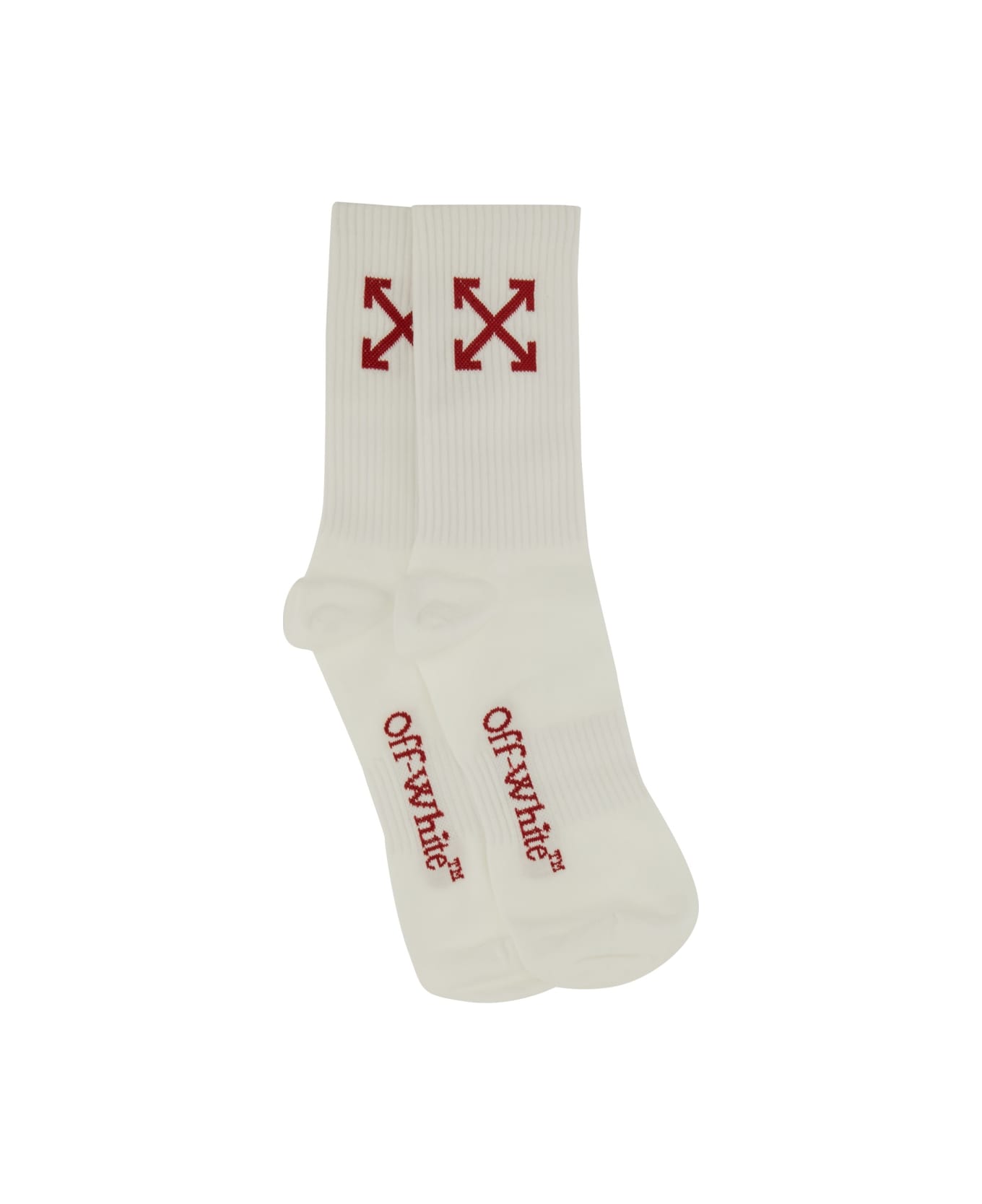 Off-White Medium Socks With "arrow" Pattern - WHITE