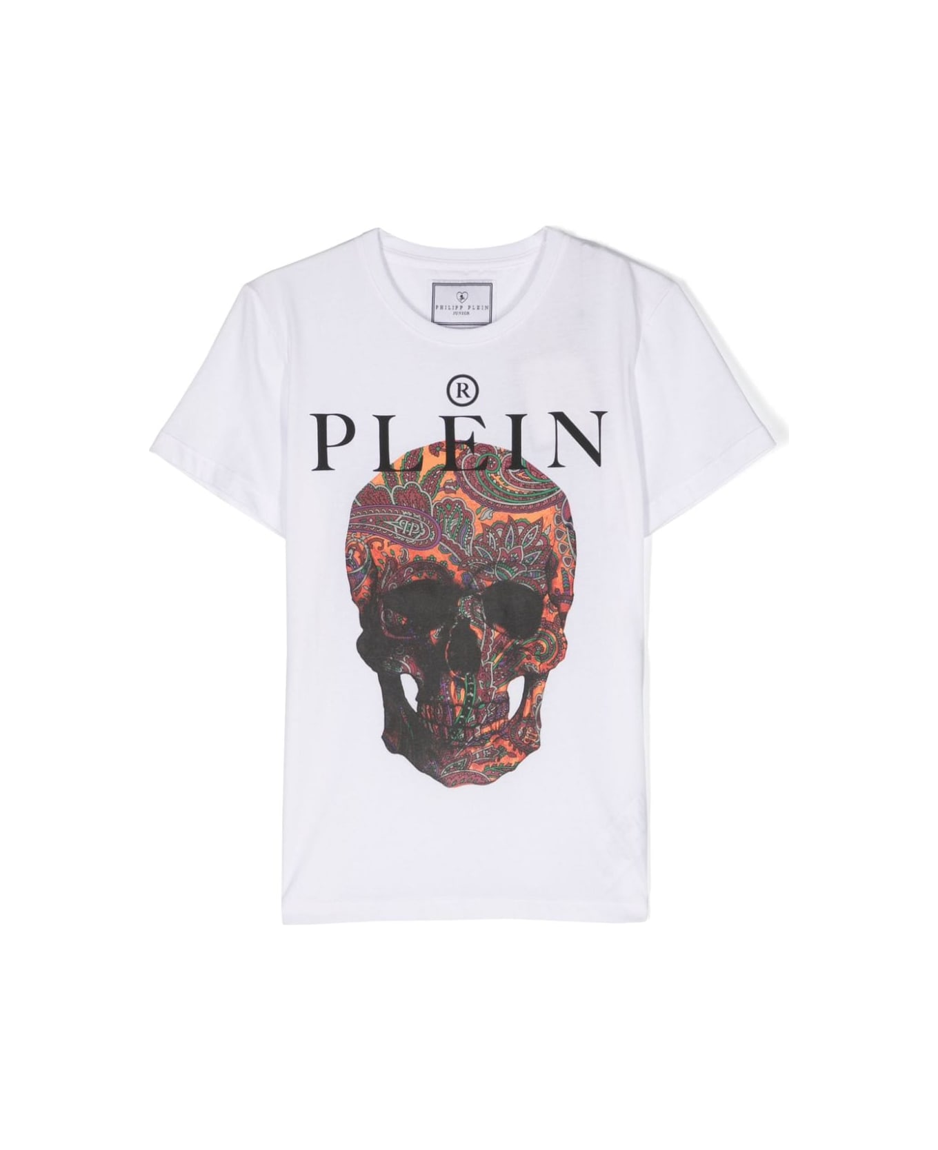 Philipp Plein Junior Philipp Plein T-shirt Bianca Skull In Jersey Di Cotone Bambino - Bianco