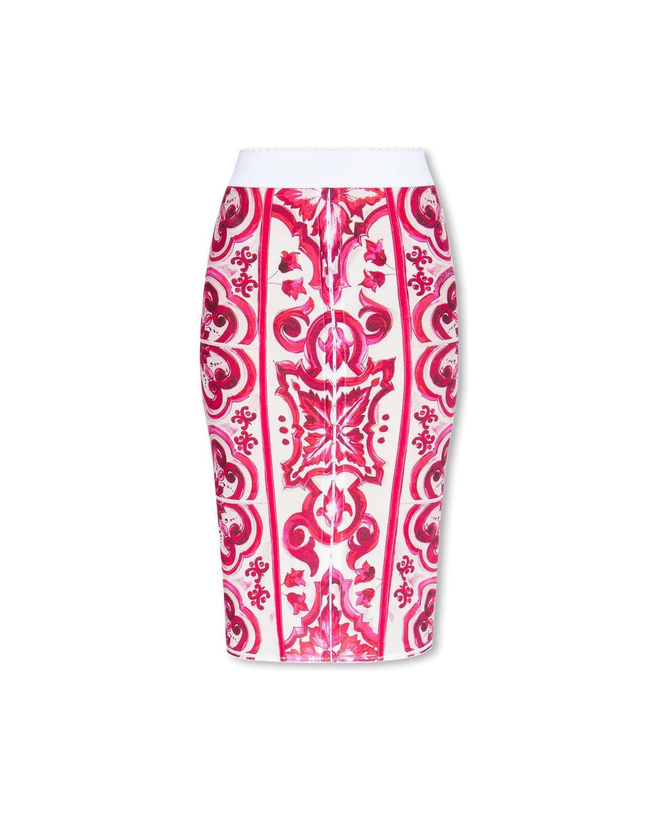 Dolce & Gabbana Maiolica-print High-waisted Pencil Skirt - Tn Fuxia