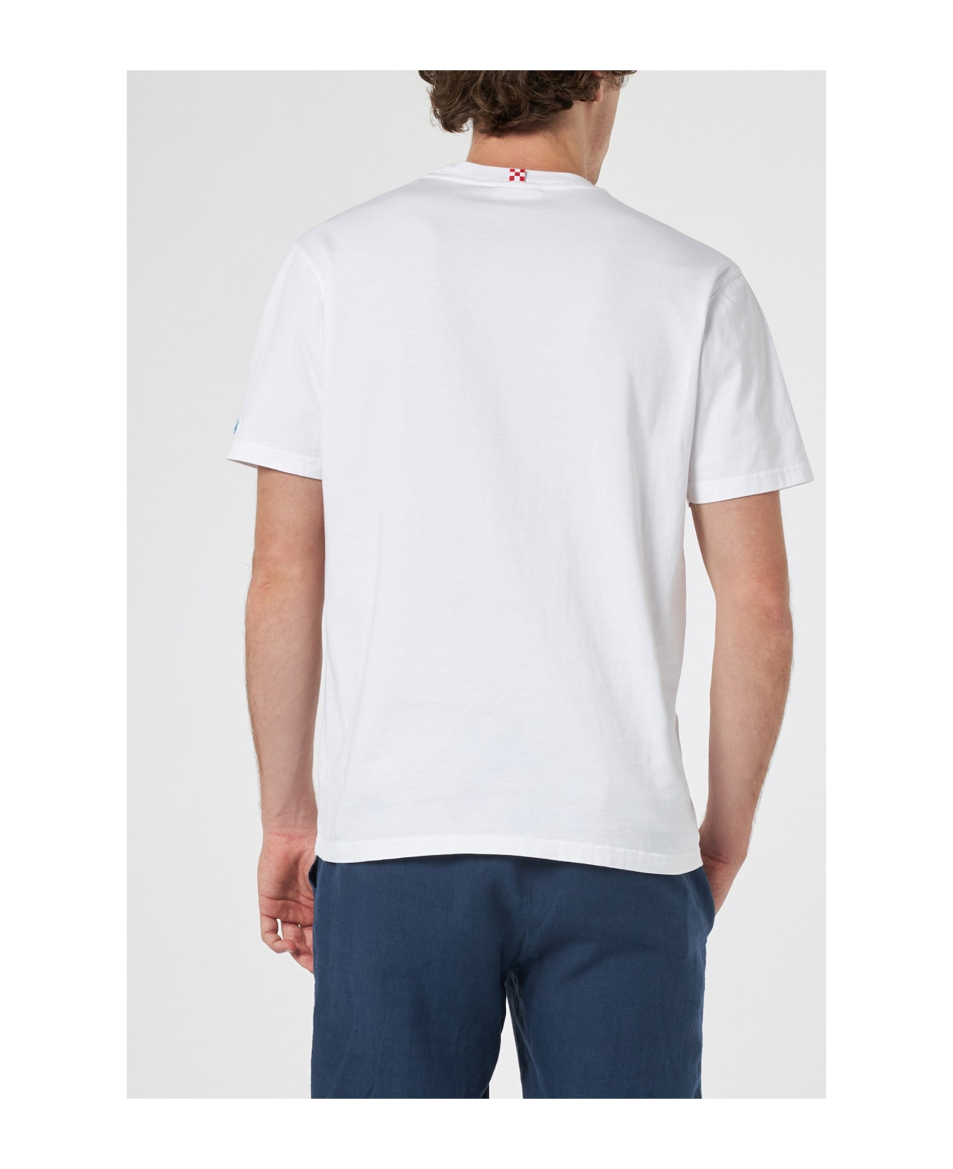 MC2 Saint Barth Man Cotton T-shirt Austin With Portofino Gin Embroidery | Portofino Dry Gin Special Edition - WHITE