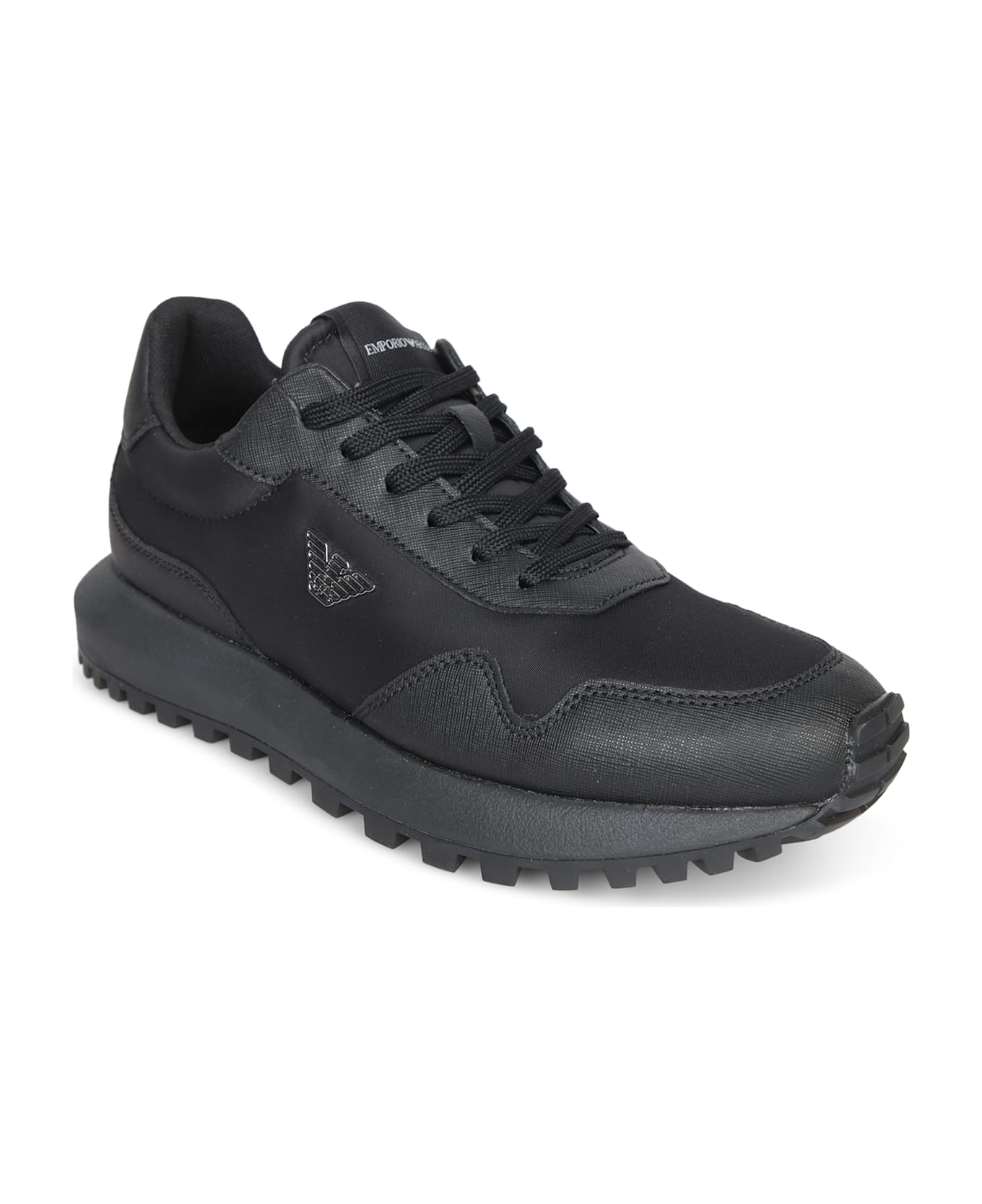 Emporio Armani Black Nylon Sneakers - BLACK
