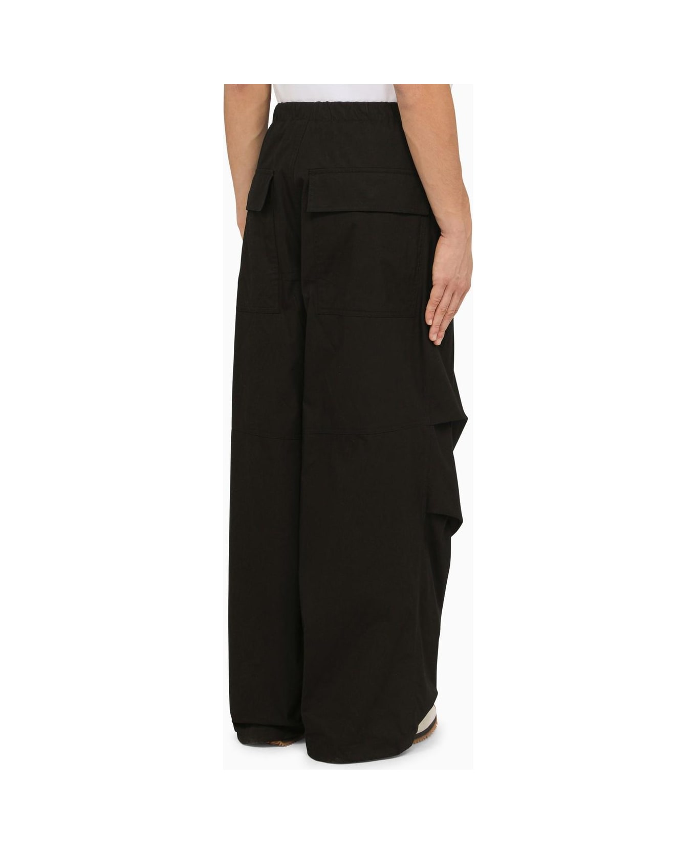 Jil Sander Black Oversize Cotton Trousers - BLACK