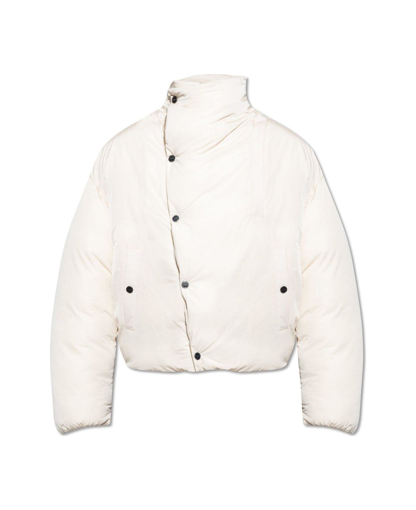 Jacquemus Asymmetric Buttoned Highneck Puffer Jacket - Off White ダウンジャケット