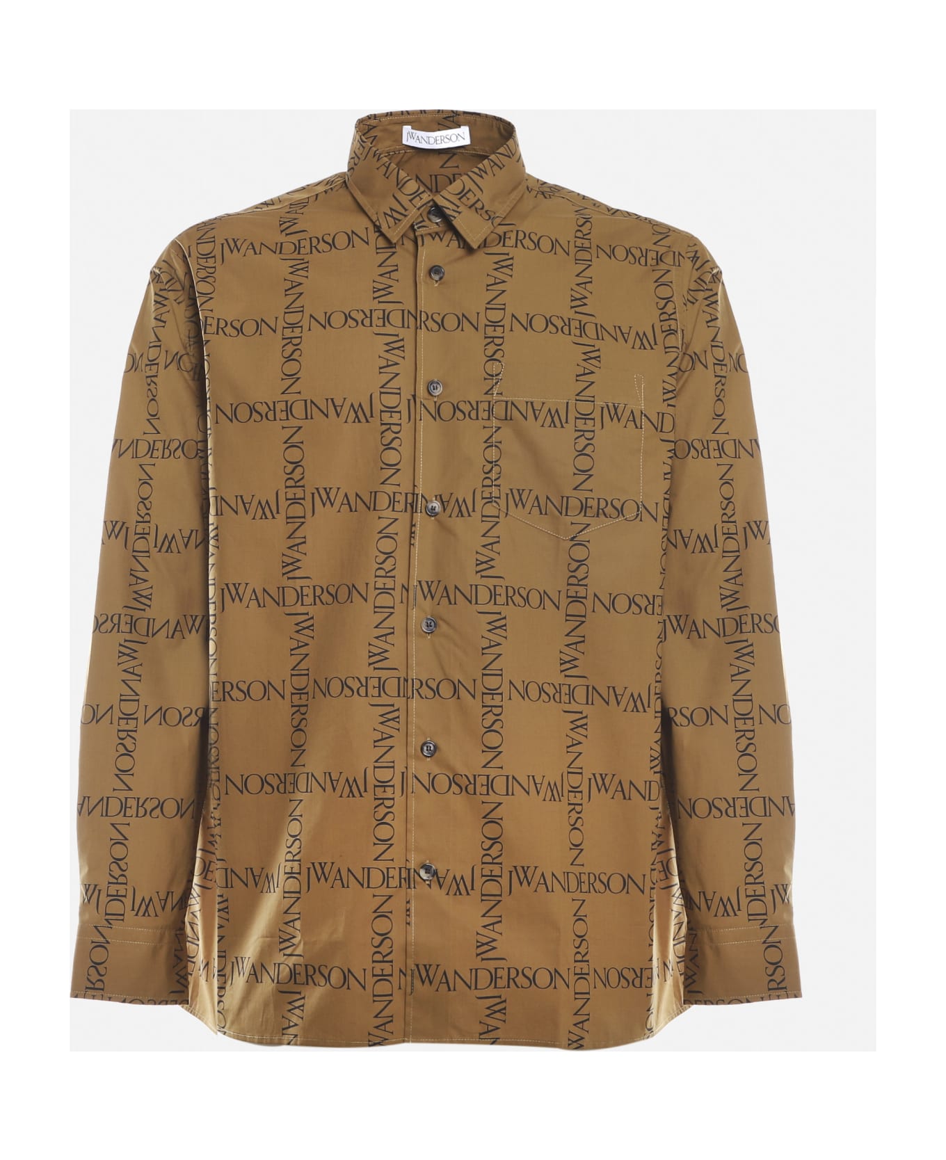J.W. Anderson Cotton Shirt With All-over Contrasting Logo - Tobacco