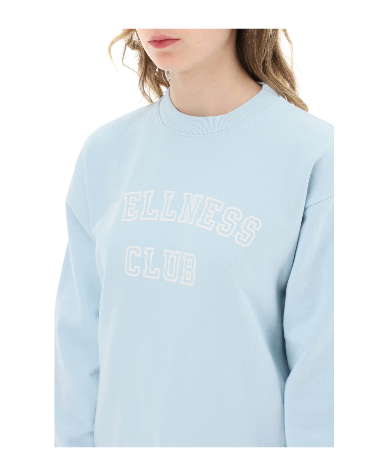 Sporty & Rich Crew-neck Sweatshirt With Lettering Print - BABY BLUE (Light blue)