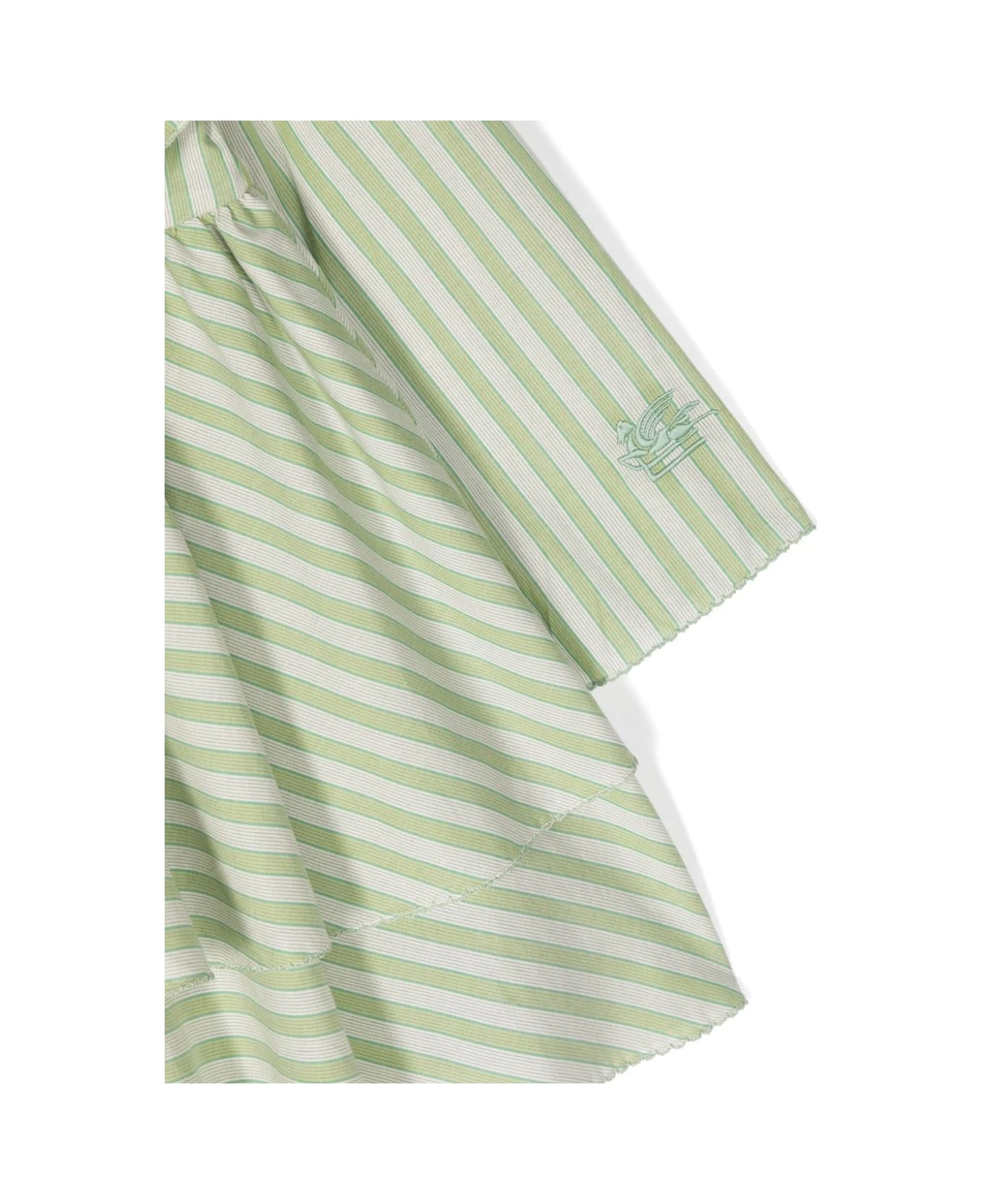 Etro Green Striped Dress With Ruffles - Green