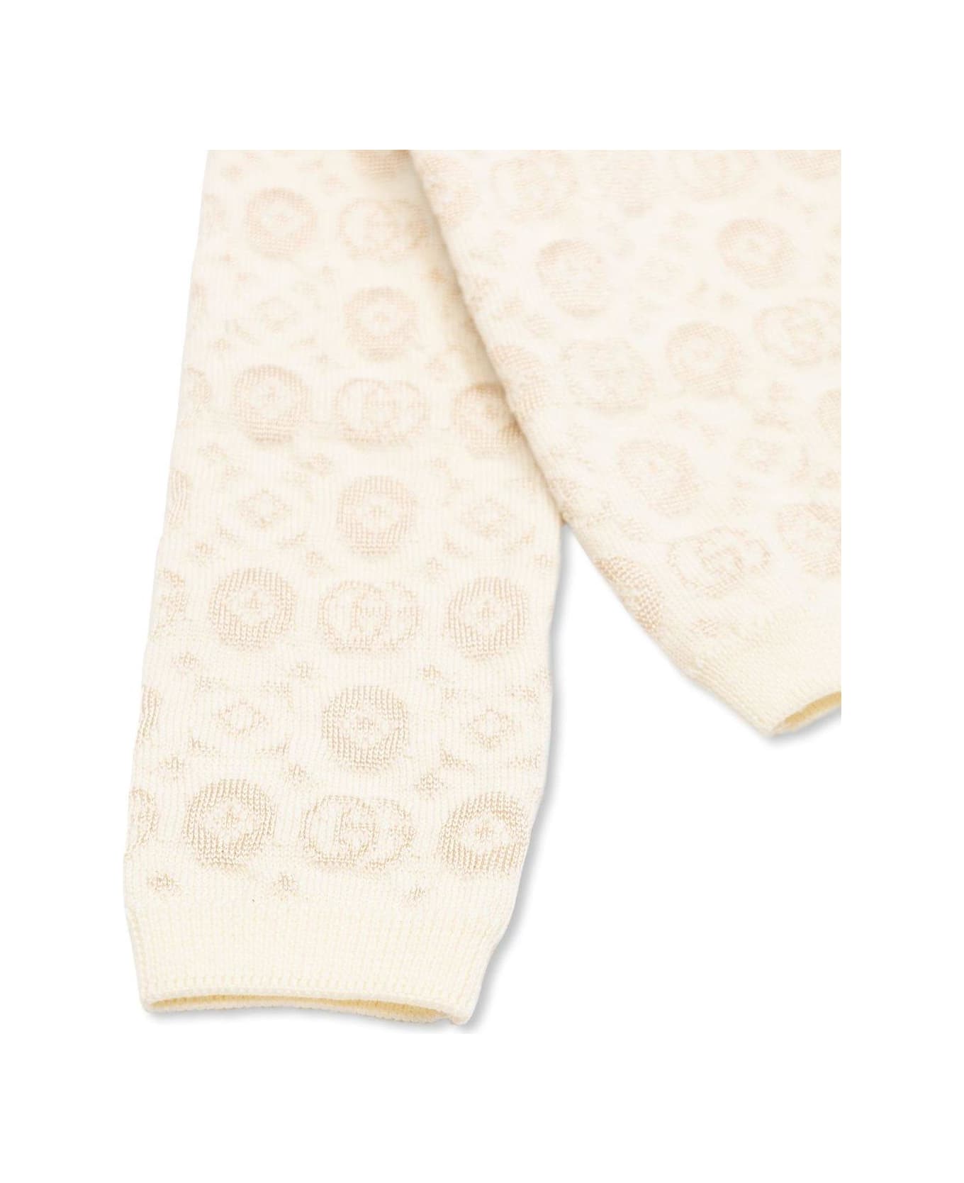 Gucci Double G Jacquard Long-sleeved Cardigan - Bianco ニットウェア＆スウェットシャツ