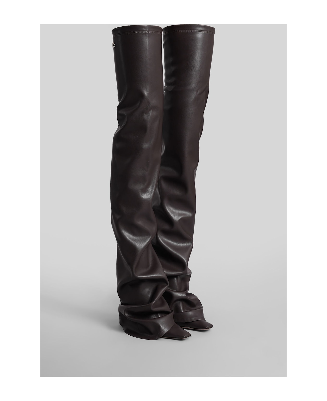 The Attico Robin Otk High Heels Boots In Brown Leather - brown