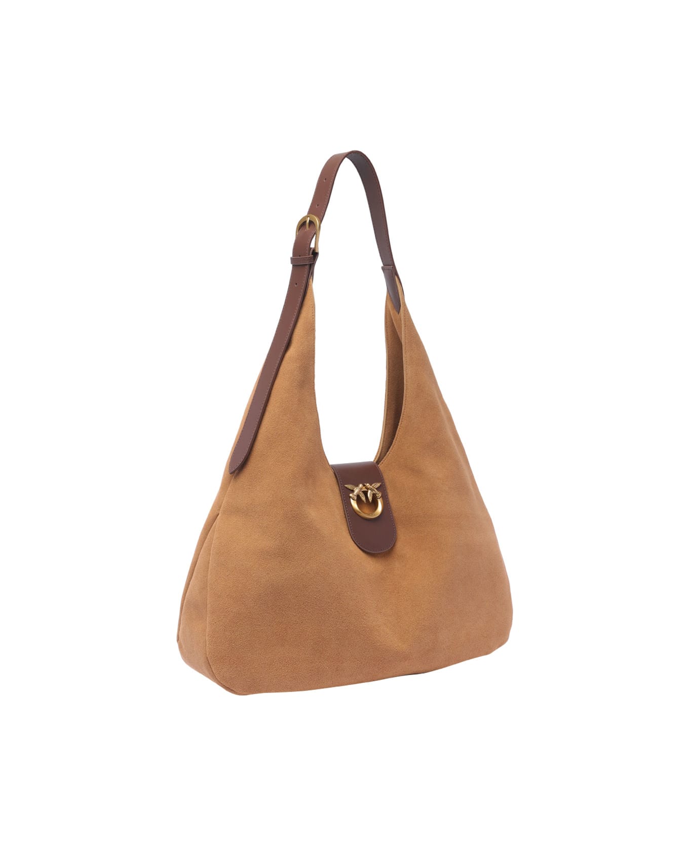 Pinko Suede Hobo Bag - Brown トートバッグ