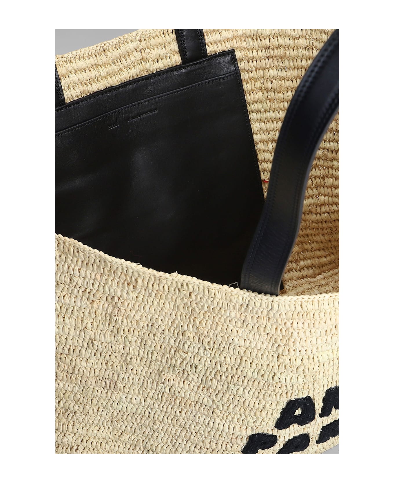 Ami Alexandre Mattiussi Tote In Beige Raffia - beige