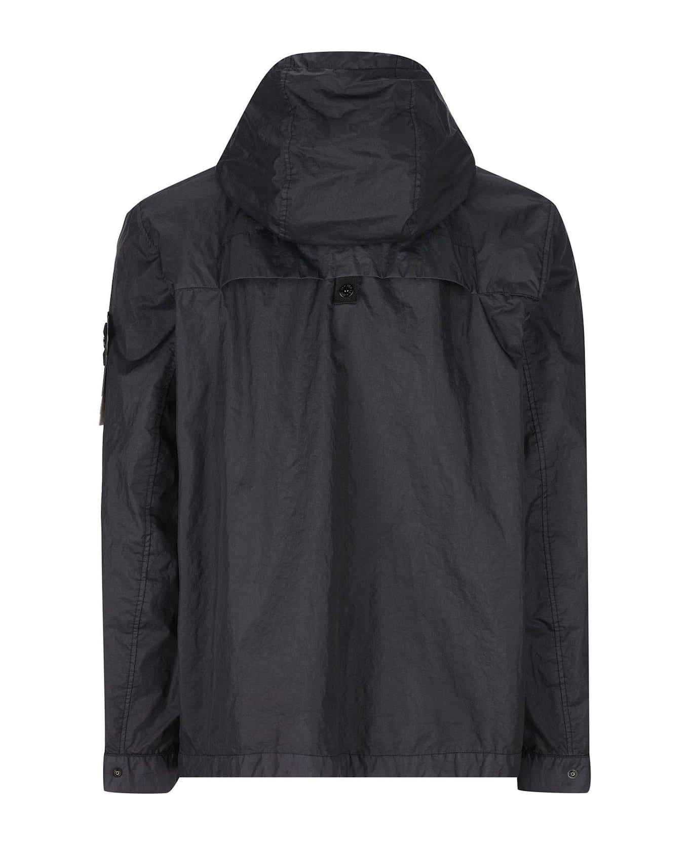 Stone Island Compass Patch Hooded Jacket - Blu