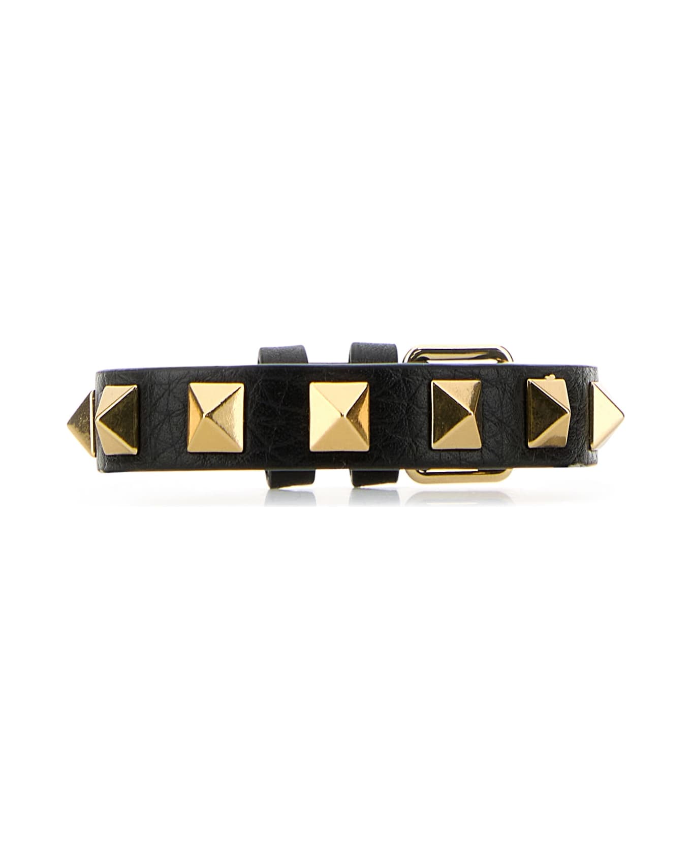 Valentino Garavani Black Leather Rockstud Bracelet - NERO