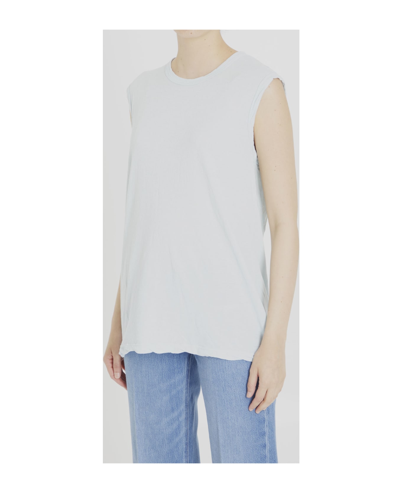 James Perse Cotton Sleeveless T-shirt - TURQUOISE