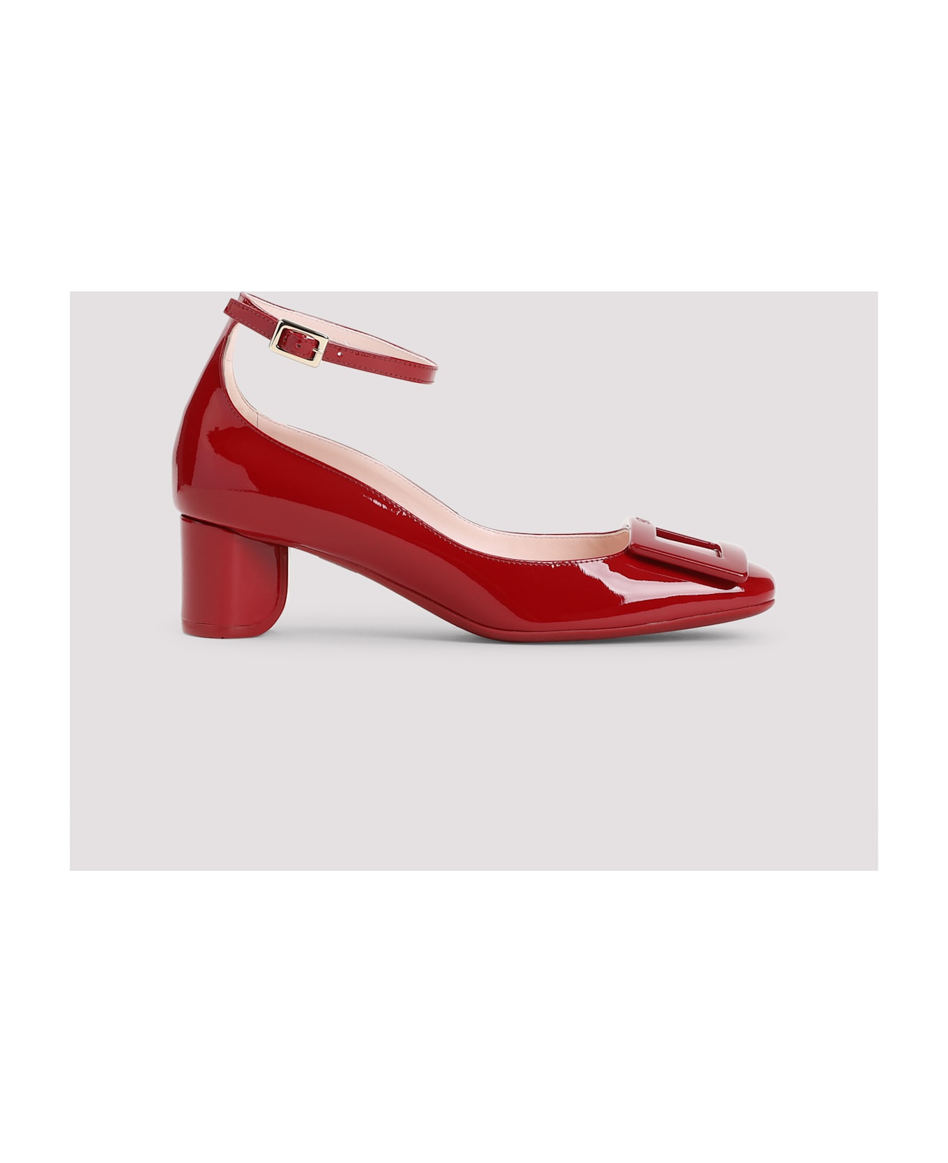 Roger Vivier Roundy Lacquered Ankle Strap Dec 45 Pumps - Rubino Scuro