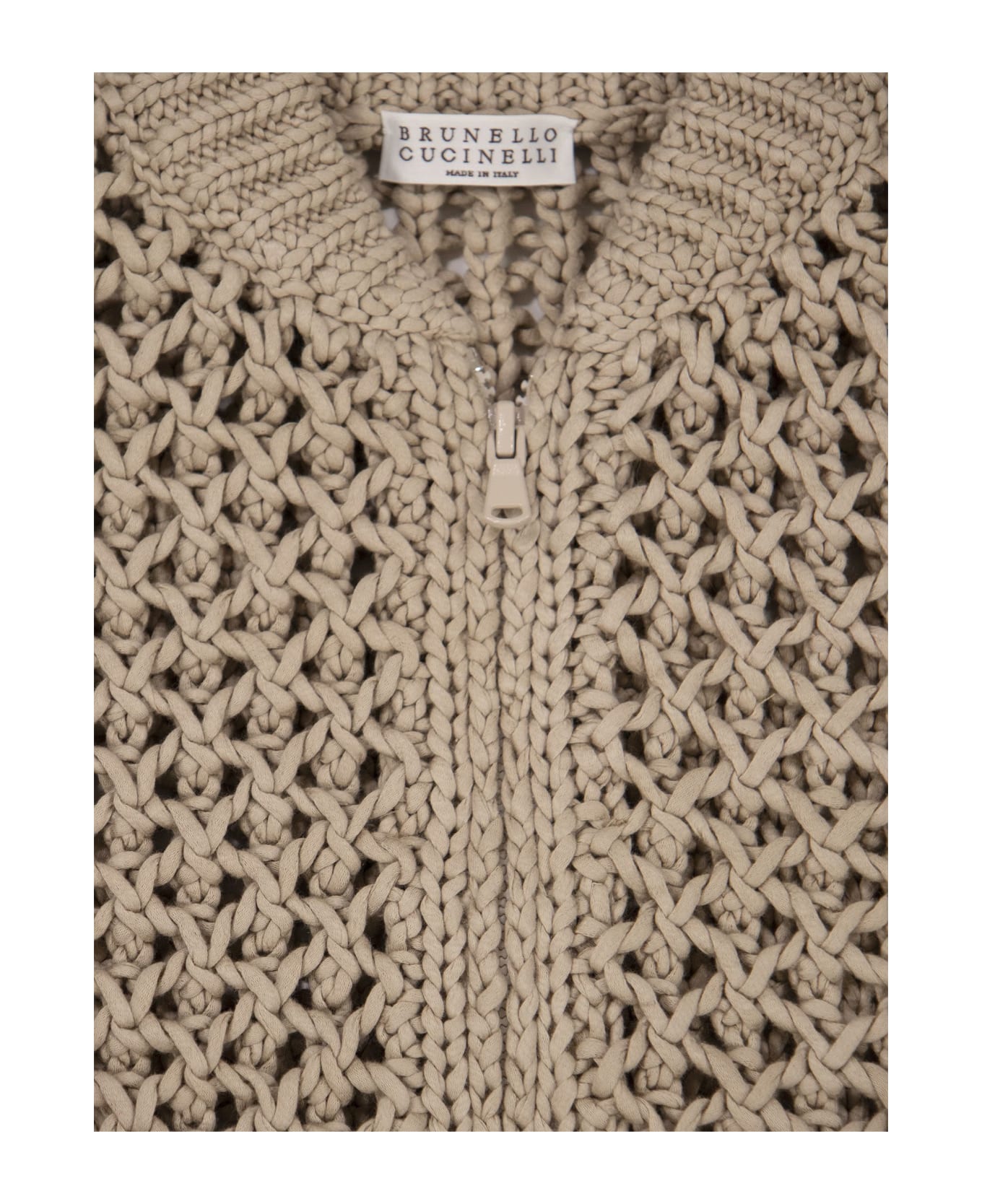 Brunello Cucinelli Cotton Crochet Cardigan - Camel