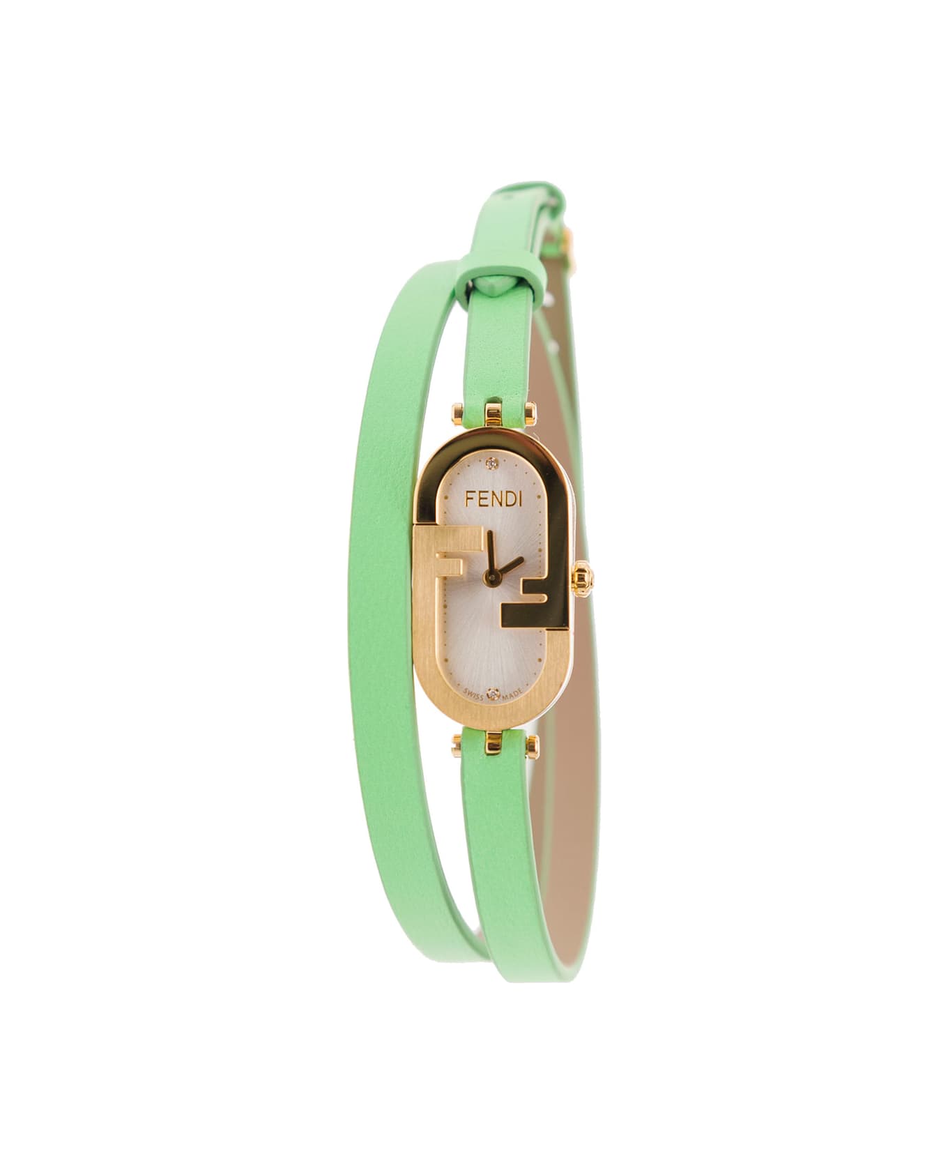 アナログ腕時計 Fendi Mint Green Leather O Lock Vertical Watch ee088238ef3a5b7a603f3509ea952b