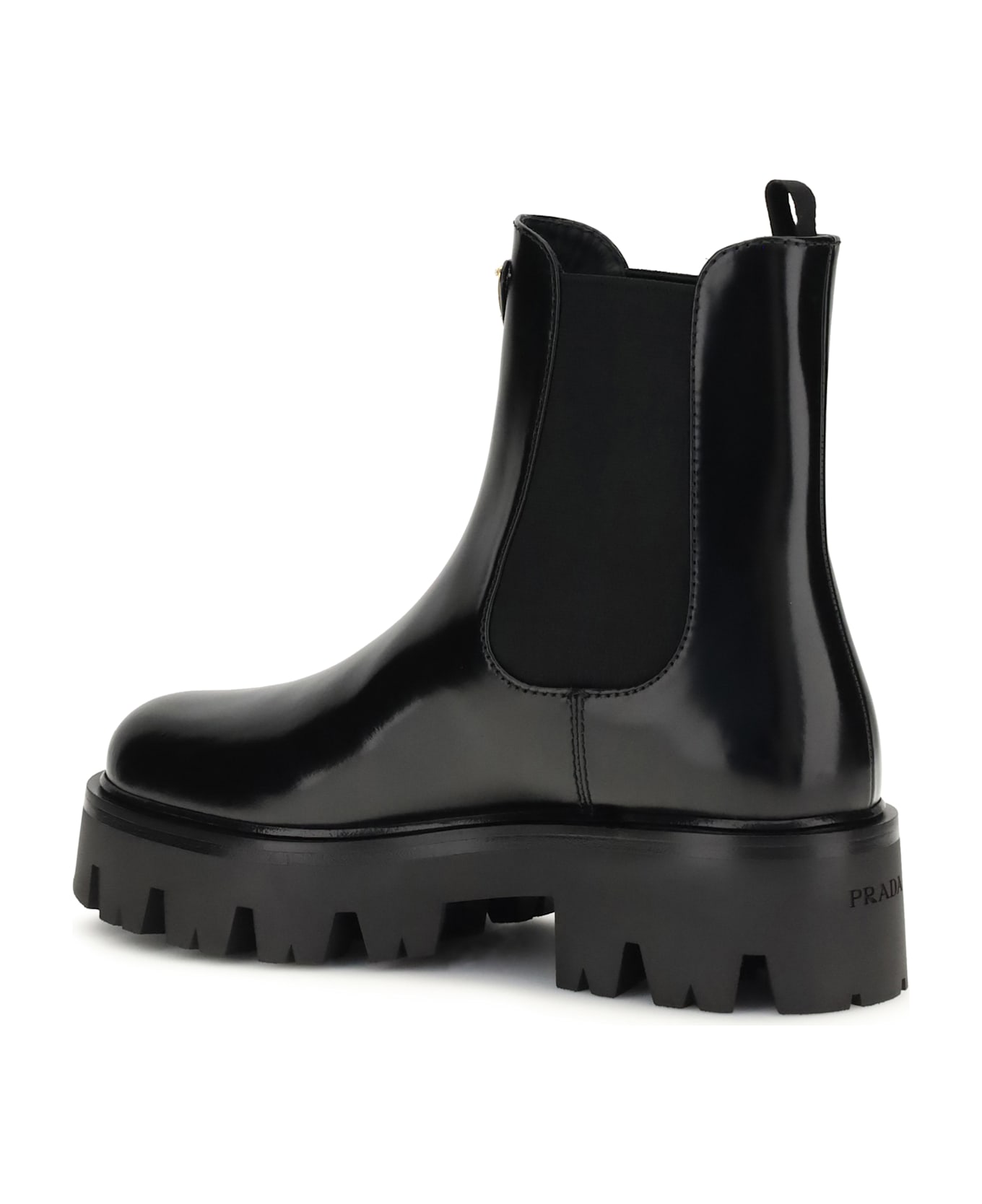 Prada Brushed Leather Ankle Boots - Black