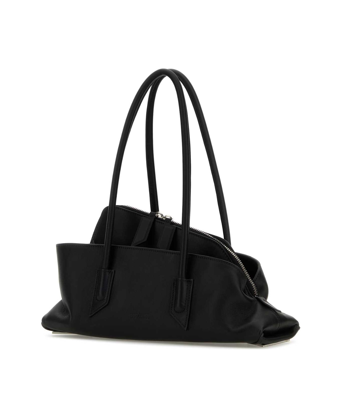 The Attico Black Leather Small La Passeggiata Shoulder Bag - Black