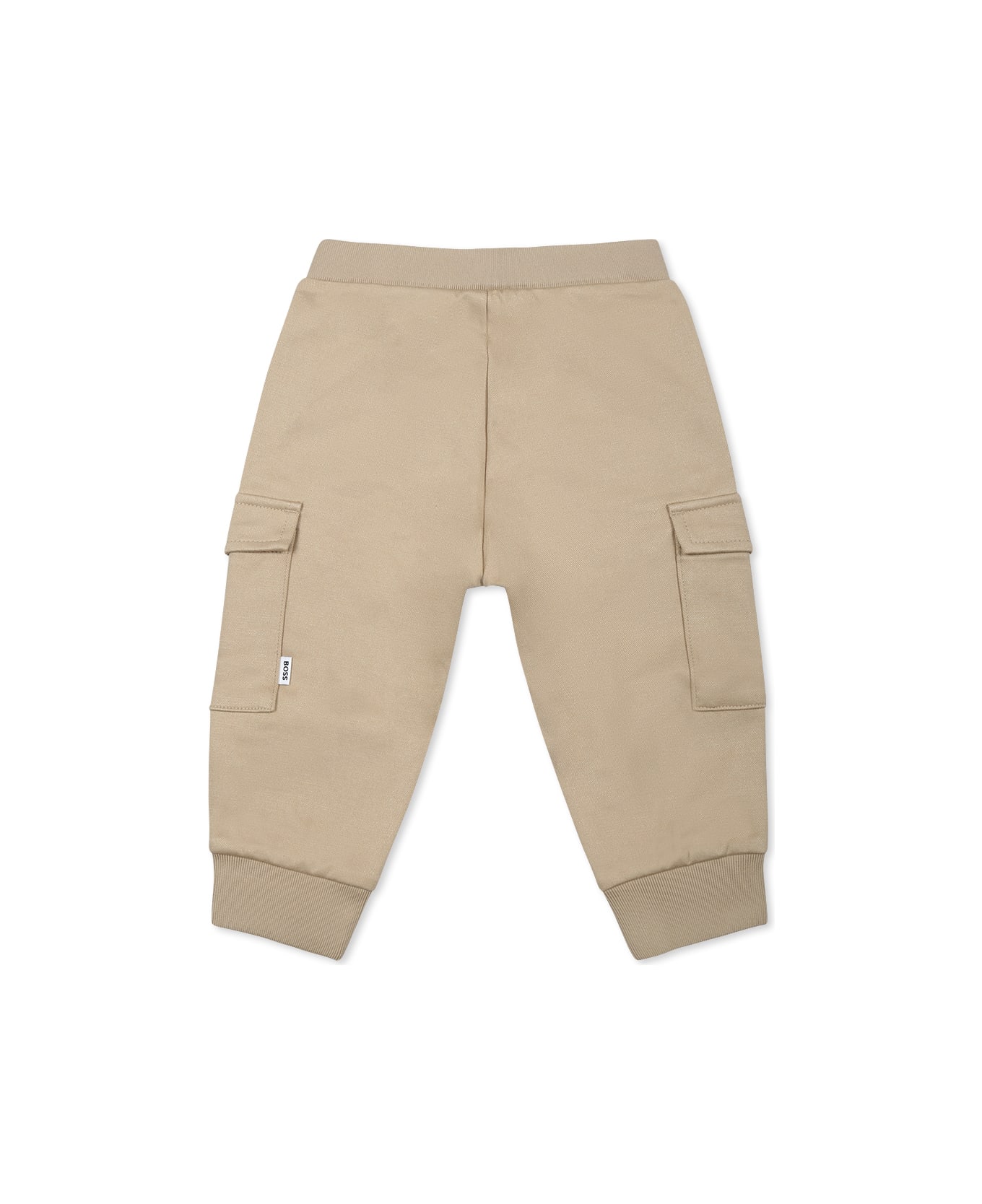 Hugo Boss Beige Trousers For Baby Boy With Logo - Beige