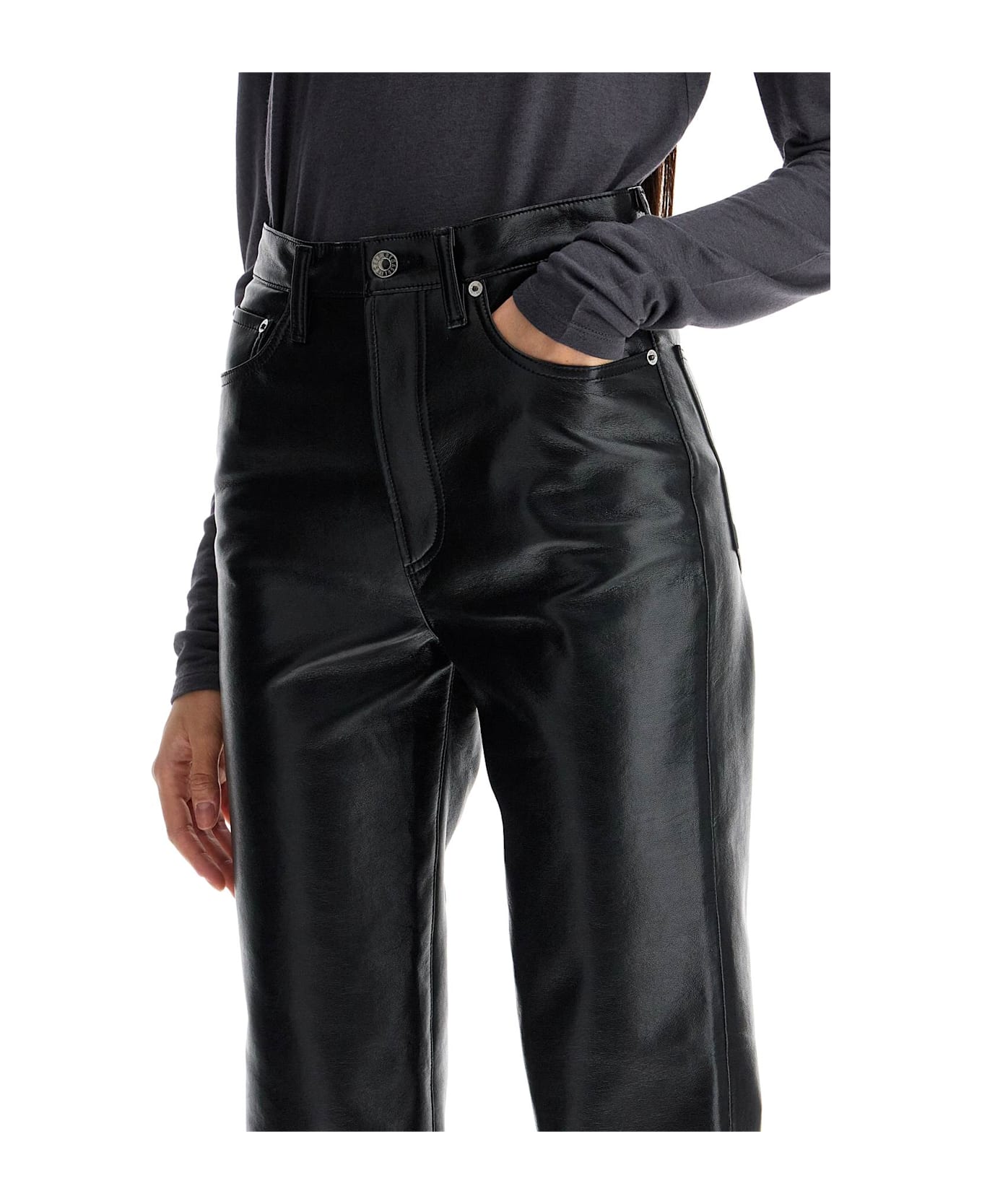 AGOLDE '90's Recycled Leather Pinch Waist - BLACK