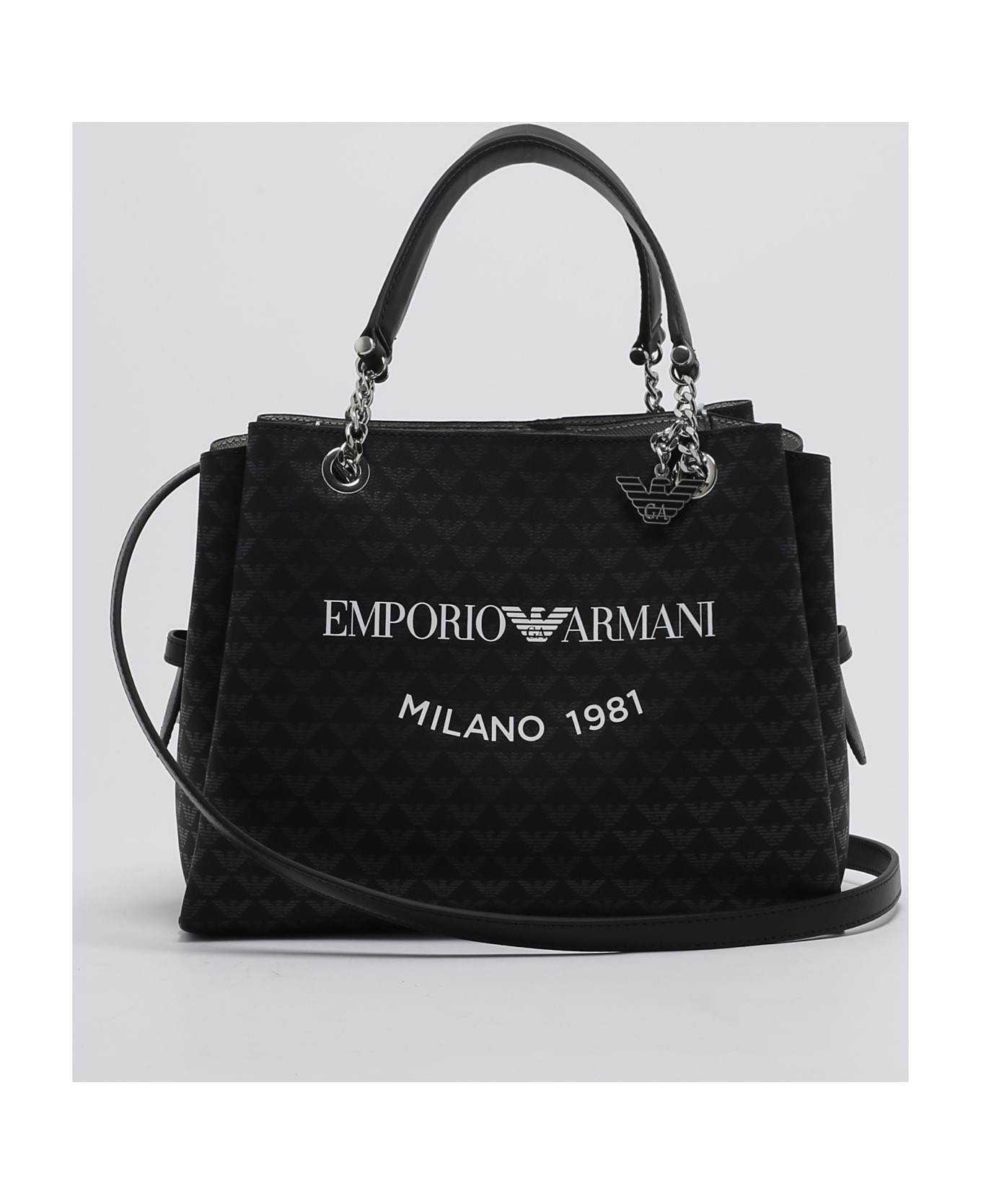 Emporio Armani Poliester Shoulder Bag - NERO-BIANCO トートバッグ