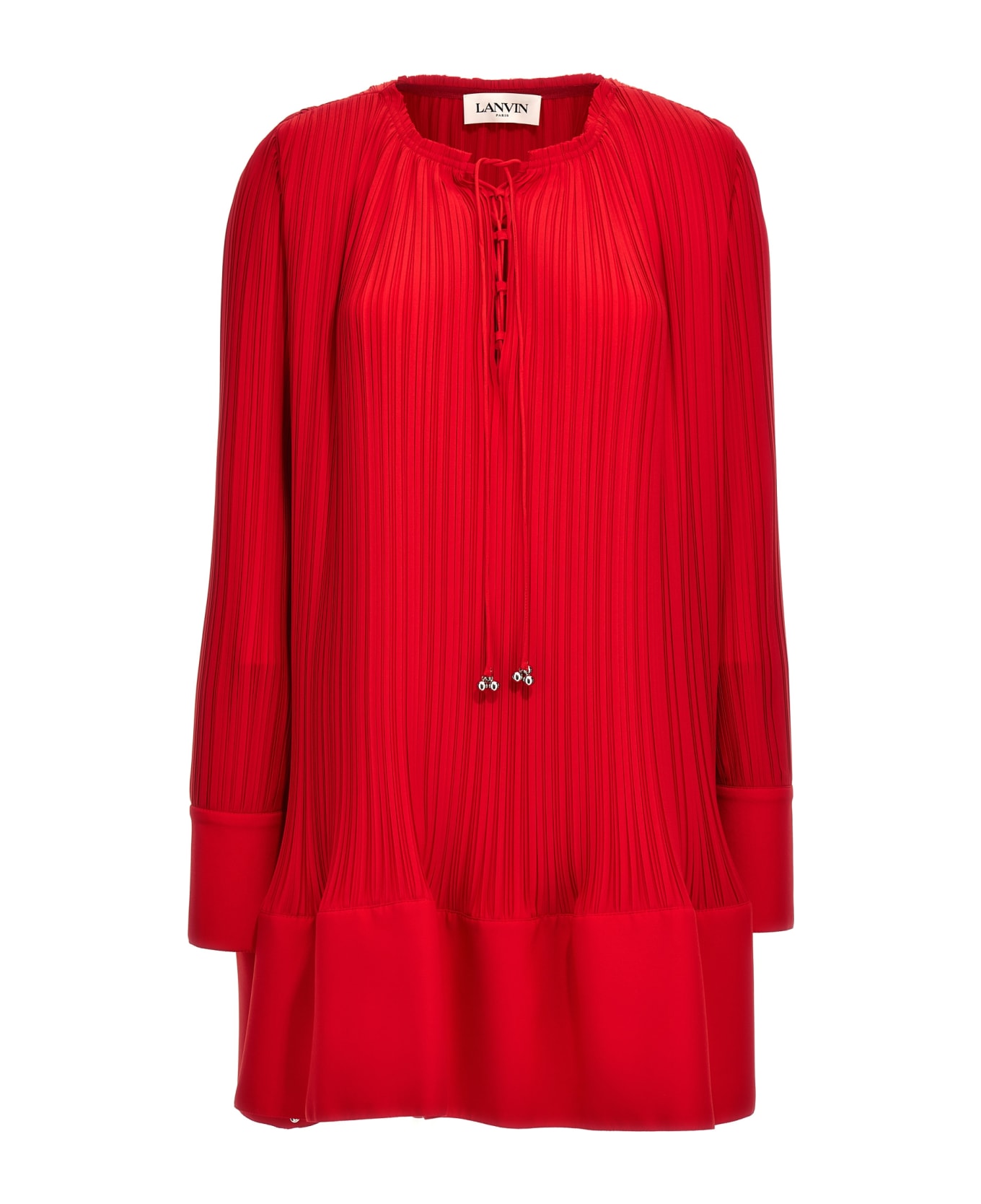 Lanvin 'flared Pleated' Dress - Red