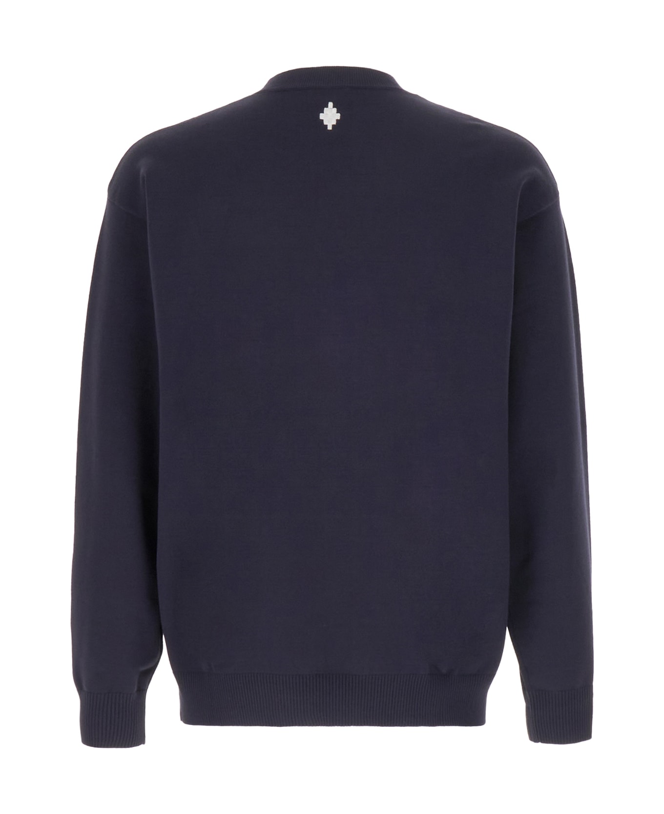 Marcelo Burlon Navy Blue Cotton Blend Sweater - DARK BLUE WHITE